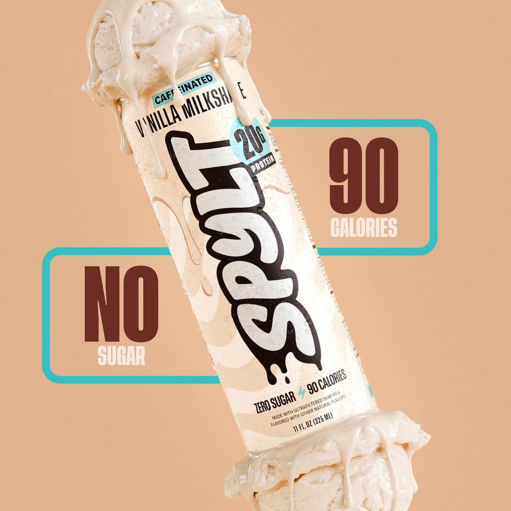 Spylt High Protein Vanilla Milkshake with 60mg Caffeine & 20g Protein - 90 Calories, Ready to Drink, Sugar Free, Lactose Free Milk, Perfect for Workout Recovery & Afternoon Pick Me Up - 12 Count - Packaging May Vary