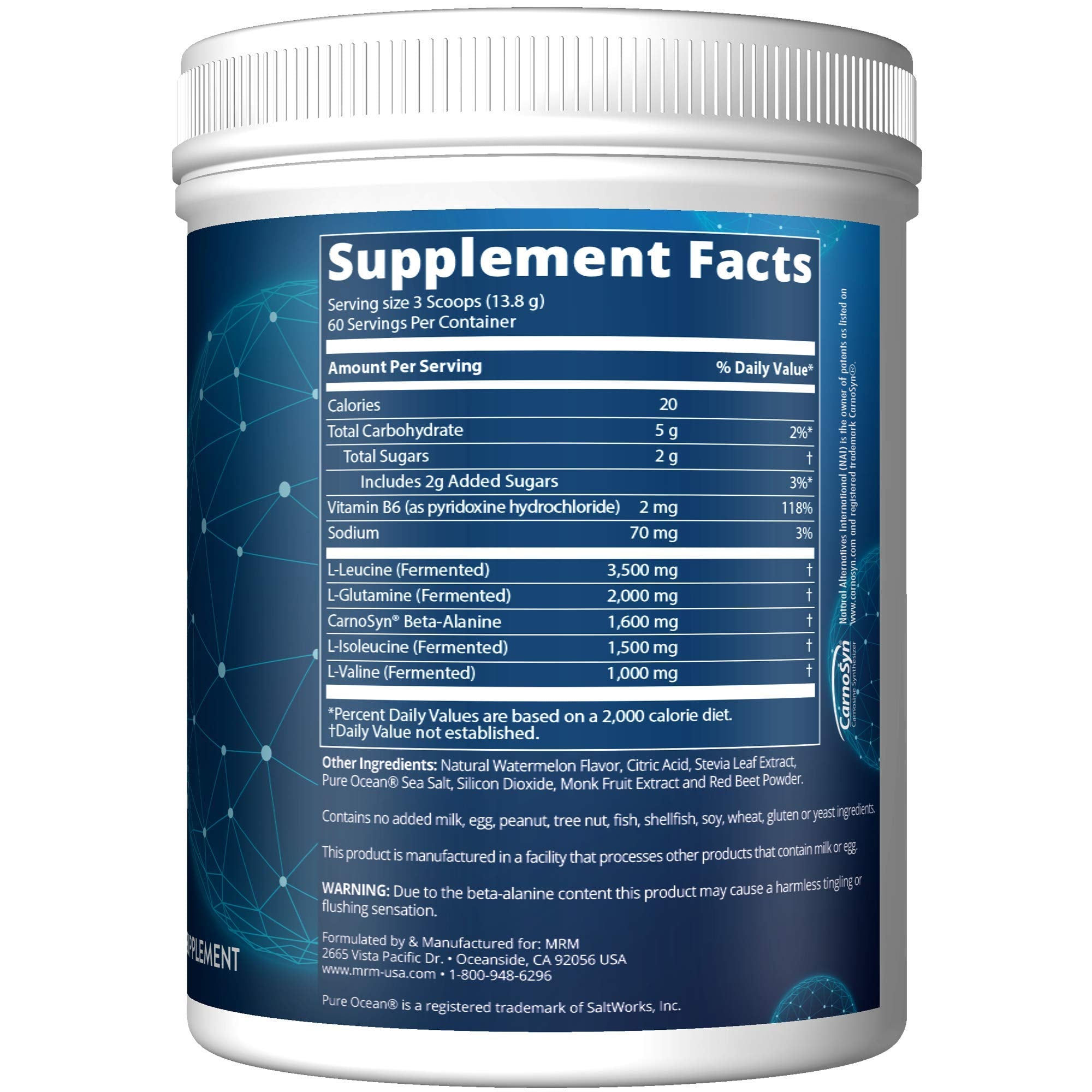 MRM Nutrition Reload BCAA+G Post-Workout Recovery, Watermelon - 67 Servings