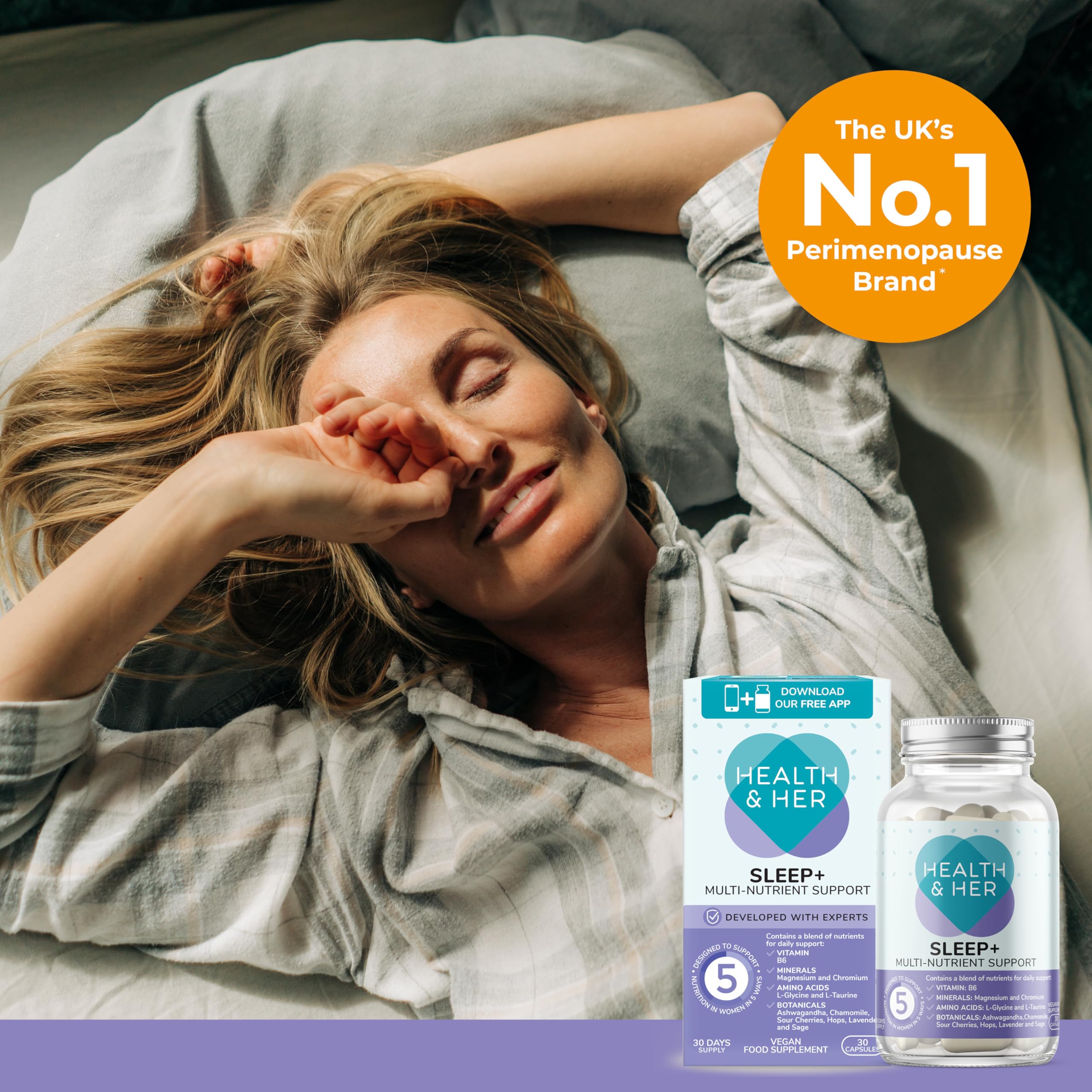 Health & Her Sleep+ Women's Supplement, Vegan, 60-Day Supply