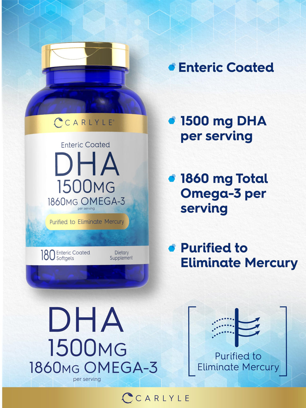 Carlyle DHA Supplement 1500mg | 180 Softgels | Omega-3 Supplement