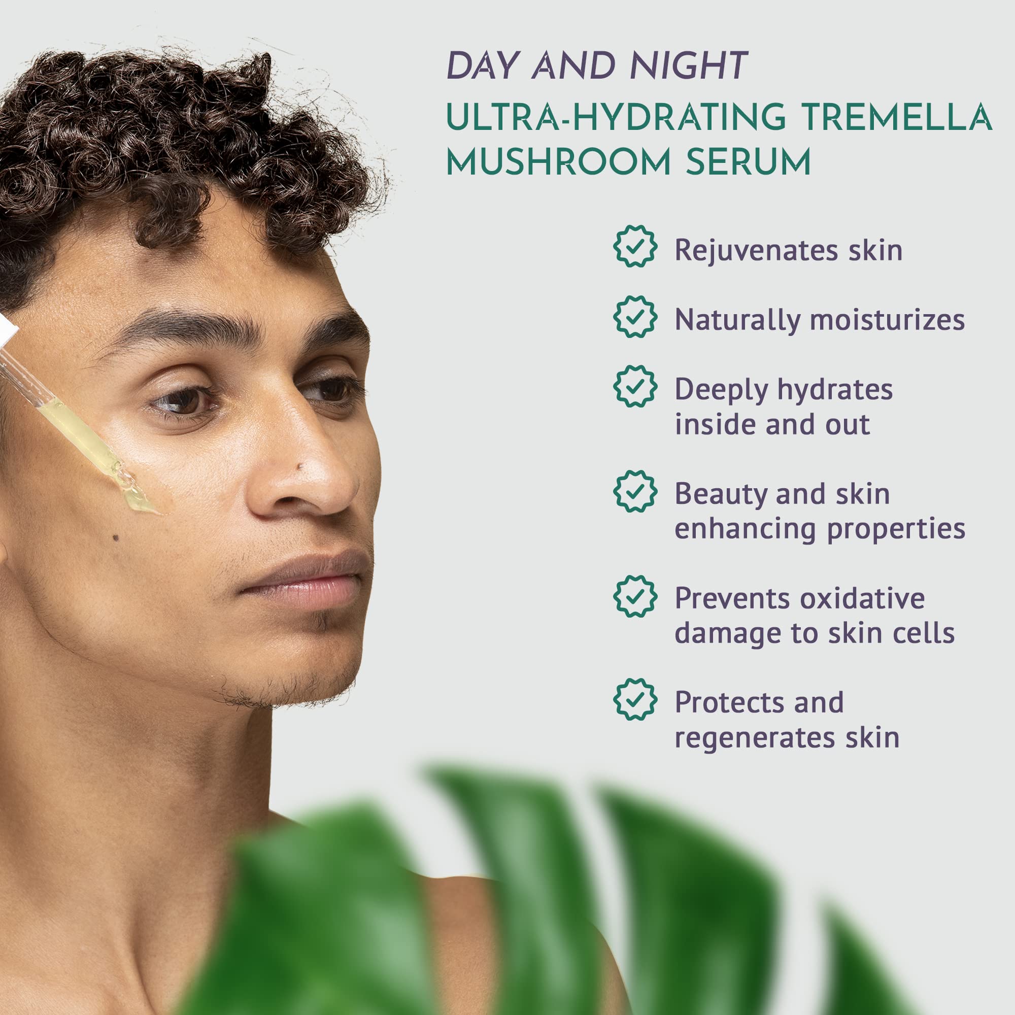 Organic Tremella Mushroom Facial Serum | Twice The Hydration of Hyaluronic Acid Without The Sticky Mess | Ultra-hydrating, Microbiome Friendly All Natural, Organic, Vegan Serums for Face