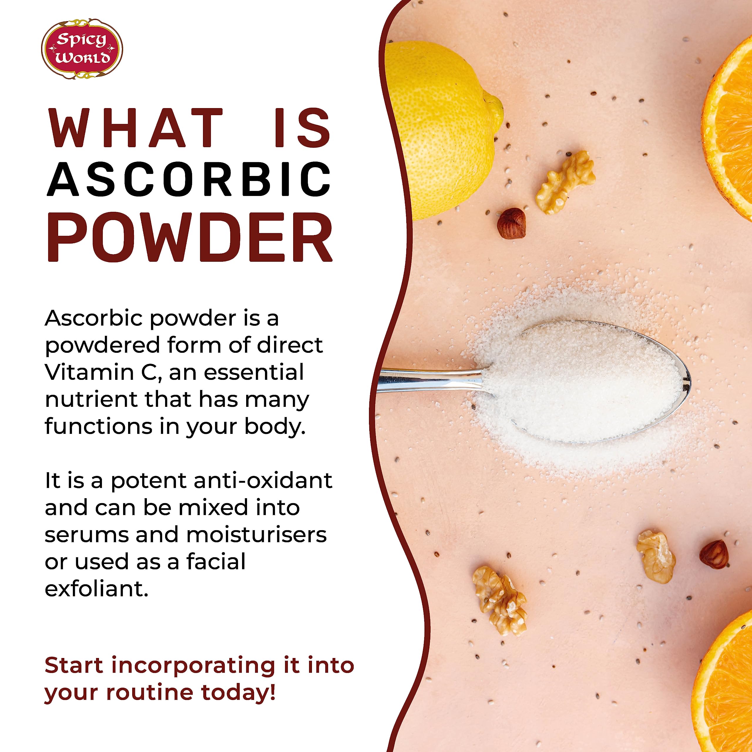 Spicy World Ascorbic Acid Vitamin C Powder 5 LB - Pure VIT C Powder, USP Bulk