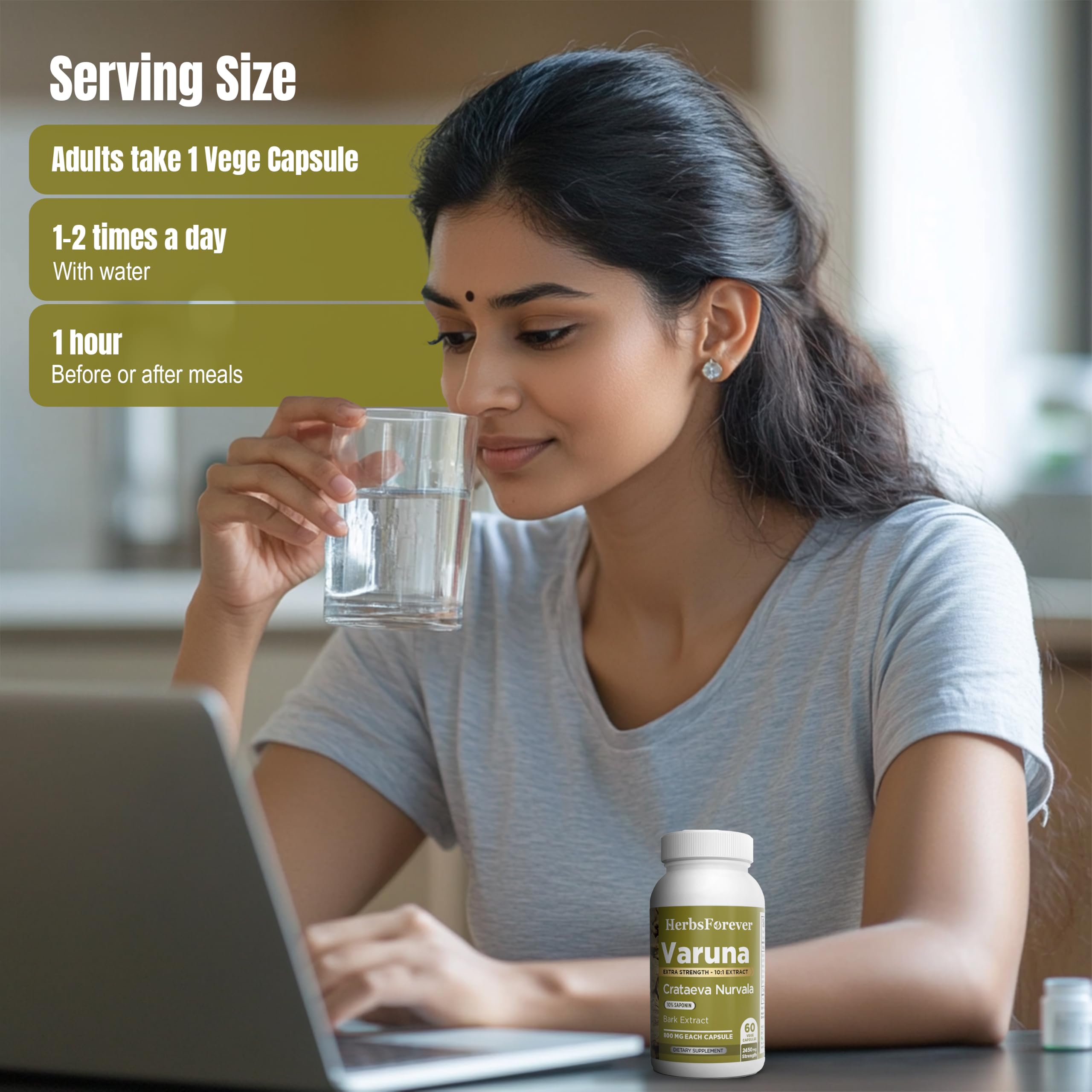 Herbsforever Varuna Nurvala Extract Capsules - Vegan & Gluten Free | Plant Based Supplement for Bladder & Kidney Function, 800 mg per Capsules (60 Nos)