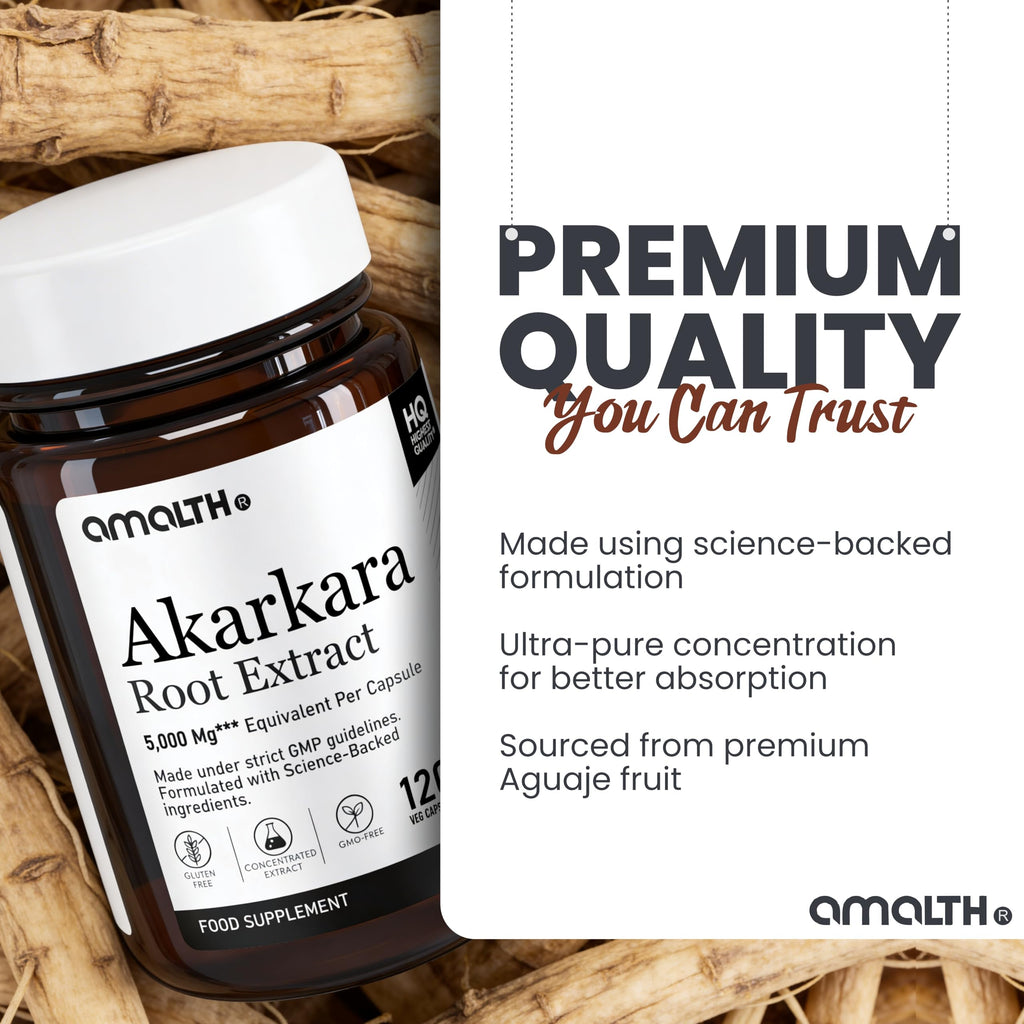 Akarkara Root Extract 10:1 500mg | 120 Capsules | High Strength Herbal Supplement | Pure Botanical Formula | Non-GMO | Vegan Capsules | No Additives | Premium Quality