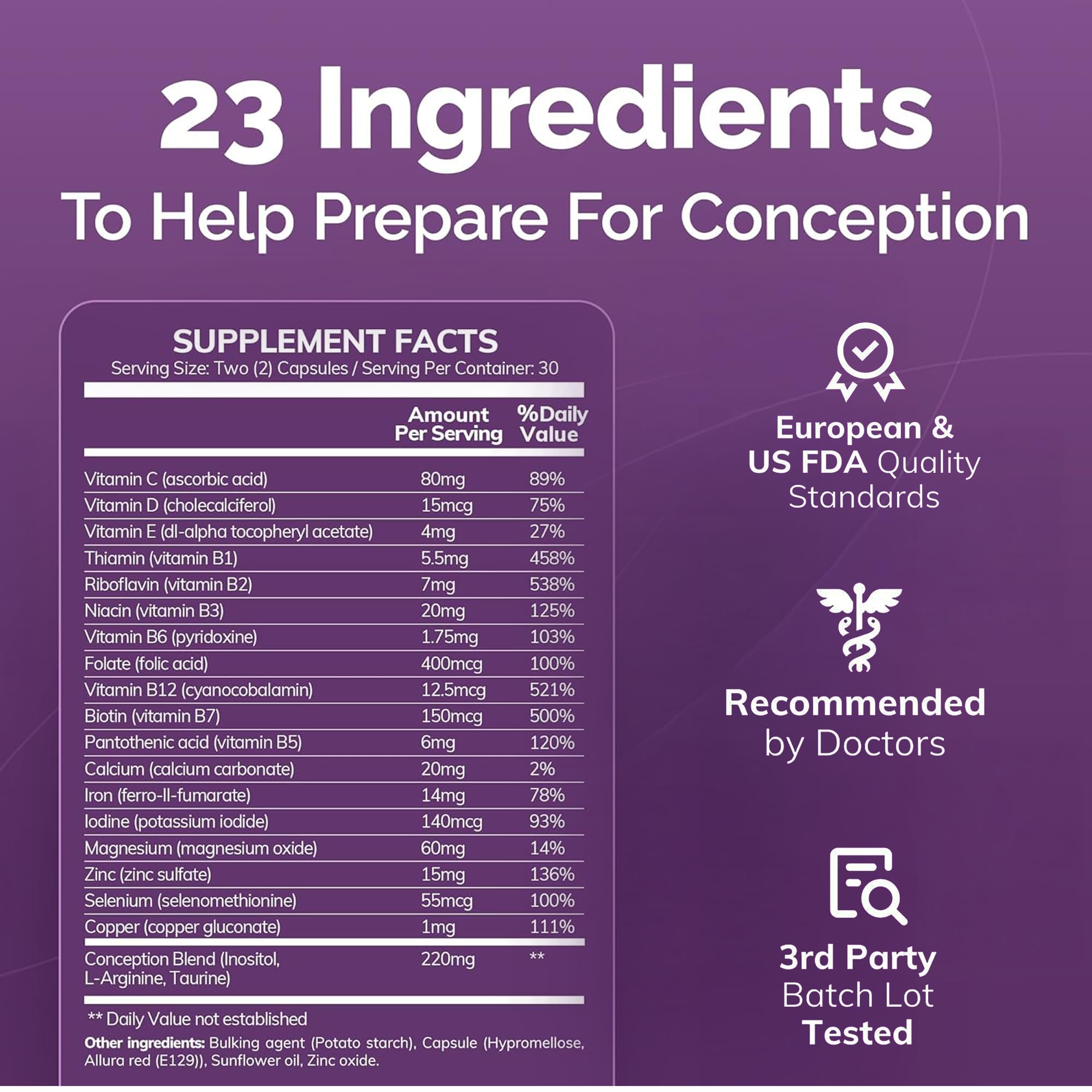 CONCEIVE PLUS Womens Fertility Support – Prenatal Multivitamin for Trying to Get Pregnant – Conception Blend, Hormonal Balance, Folate, Zinc, Thiamin, Riboflavin, Biotin – Non-GMO, Vegan – 30 Days