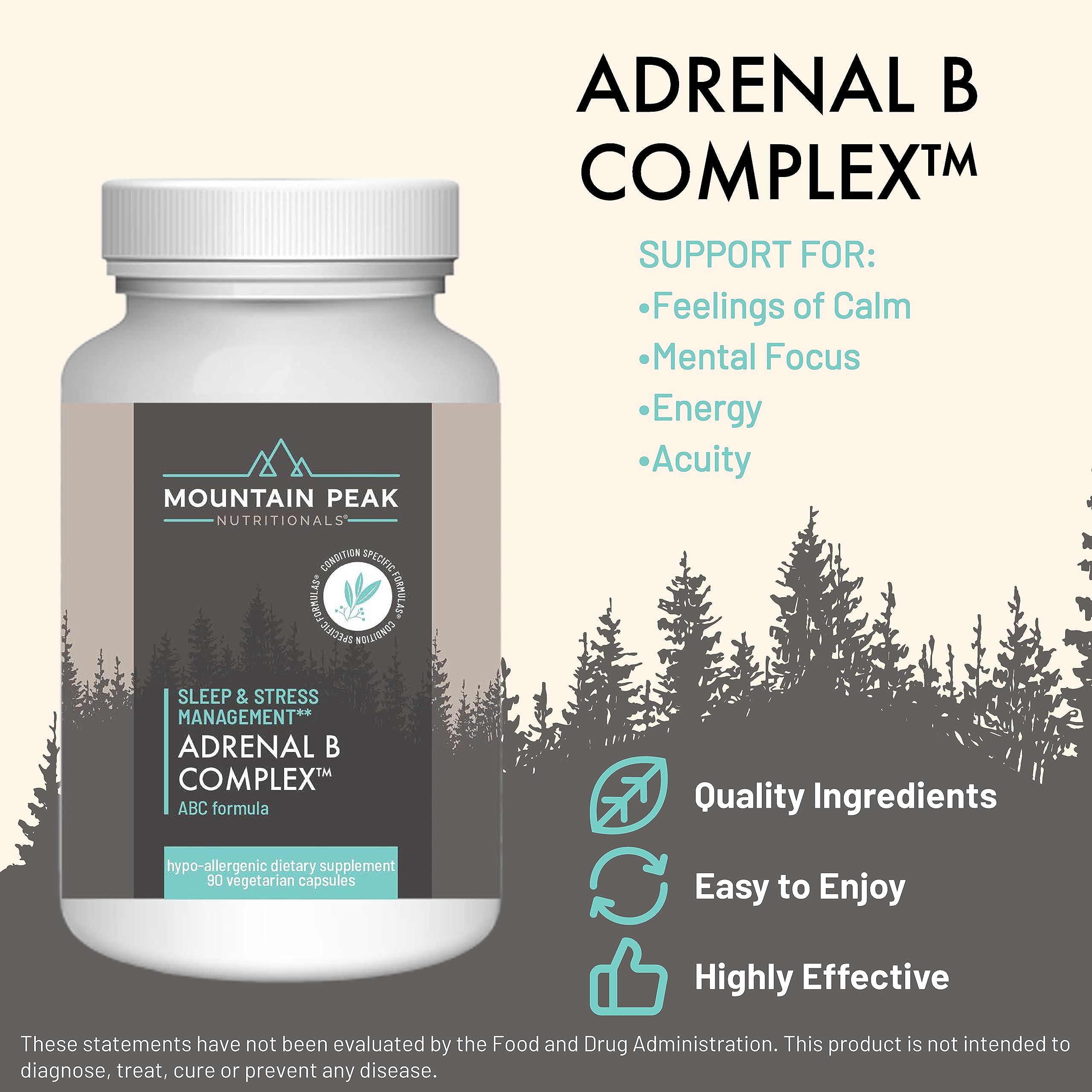 Mountain Peak Nutritionals Adrenal B Complex Ashwagandha B6 B12 90ct