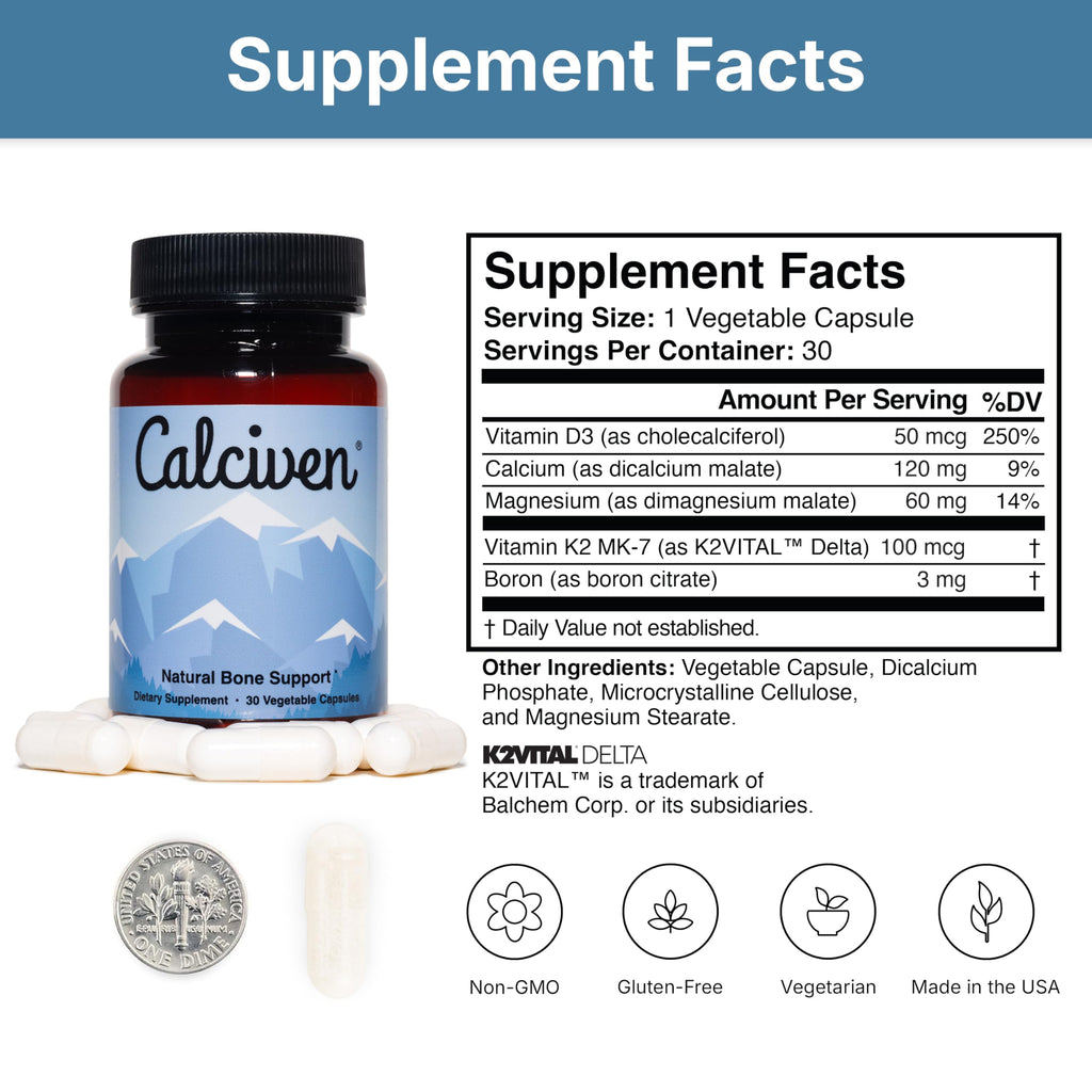 Calciven Natural Bone Support Supplement, Vegetarian, Gluten-Free