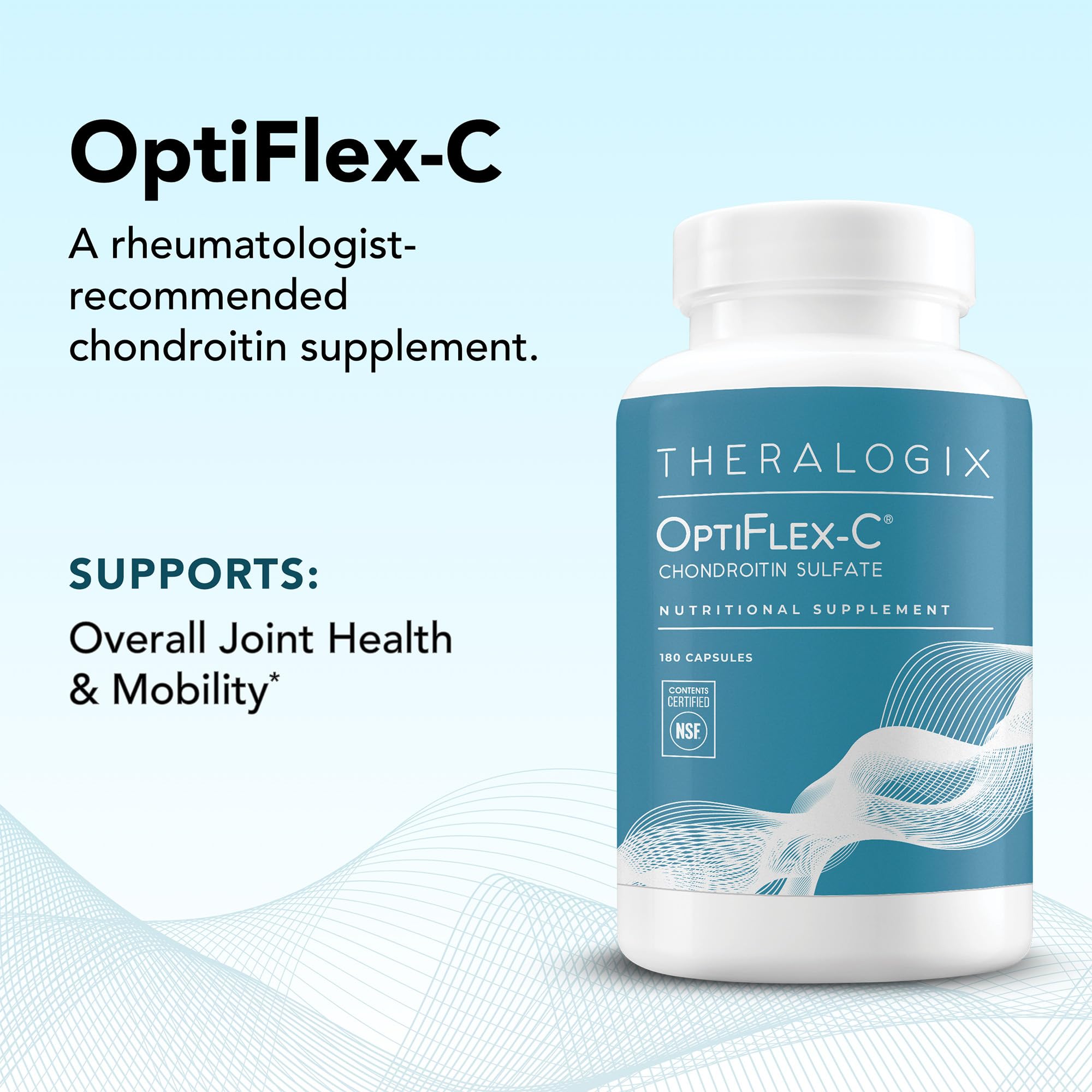 Theralogix OptiFlex-C Chondroitin Sulfate - 90-Day Supply - Chondroitin Capsules - Support Healthy Joint Function and Mobility - Joint Support Supplement for Women & Men - NSF Certified - 180 Capsules