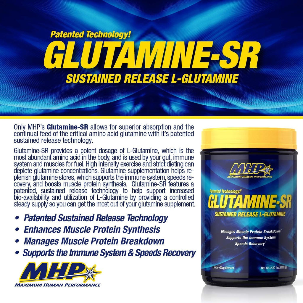 MHP Glutamine SR, Immune Health, Muscle Recovery, Support Muscle Mass, Speed Recovery, 160 Servings, 2.2 Pound (Pack of 1)