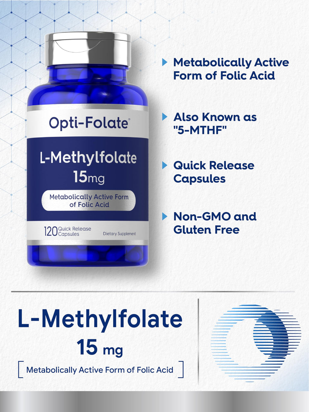 Carlyle L Methylfolate 15mg | 120 Capsules | Value Size | Max Potency