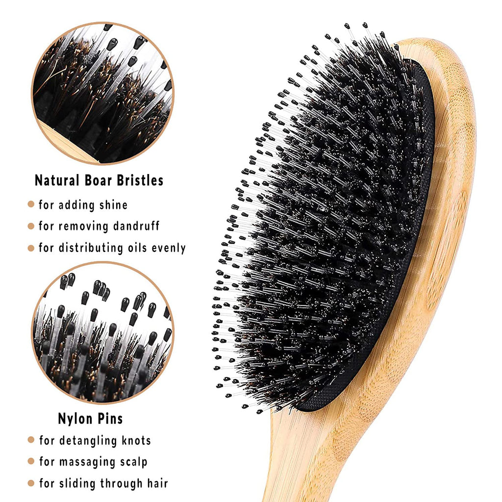 Bsisme Hair Brush, Boar Bristle & Soft Nylon Detangling HairBrush