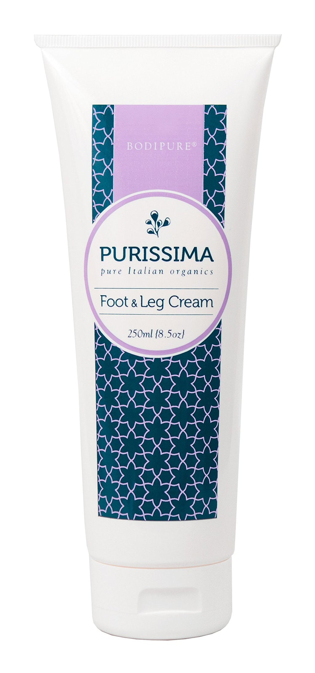 Bodipure Purissima Organic Foot and Leg Cream - Made with Natural Ingredients - Rejuvenating Treatment for Dry, Cracked, and Callused Feet - Refreshing, and Stimulating - Made in Italy, 8.5 Ounce