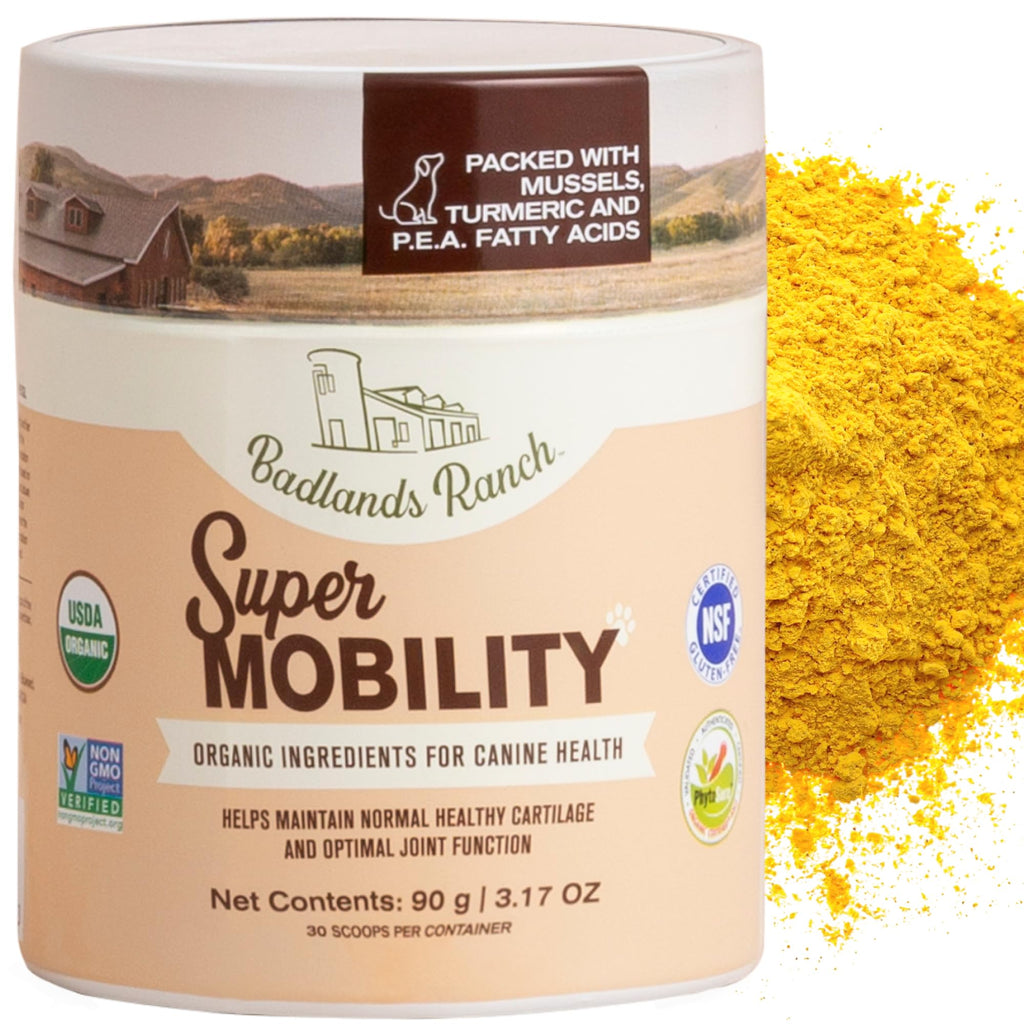 Badlands Ranch by Katherine Heigl- Super Mobility Canine Supplement Organic Ingredients Helps Maintain Healthy Cartilage, Optimal Joint Function (90 Grams, 30 Scoops)