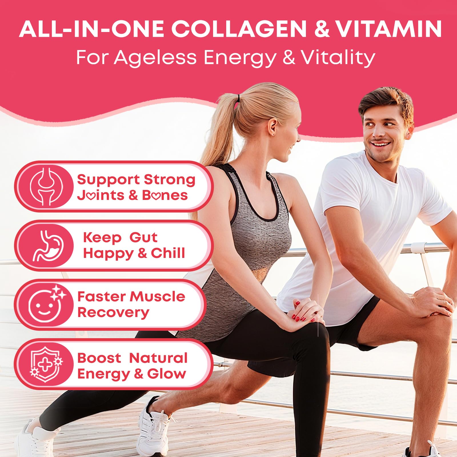 2 Pack Sugar Free Collagen Gummies for Women & Men | Hydrolyzed Collagen Peptides for Hair Skin & Nails | MultiCollagen Protein Type I II III V X with Biotin & Vitamin C | Strawberry Flavor, 120 Count
