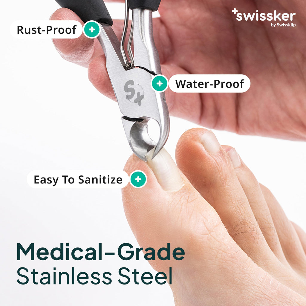 Swissker by Swissklip Heavy Duty Toenail Clippers for Men and Women – Professional Ergonomic Large Toe Nail Cutter & Trimmer for Thick Nails Seniors, Long Handle Ingrown Toe Nail Clipper