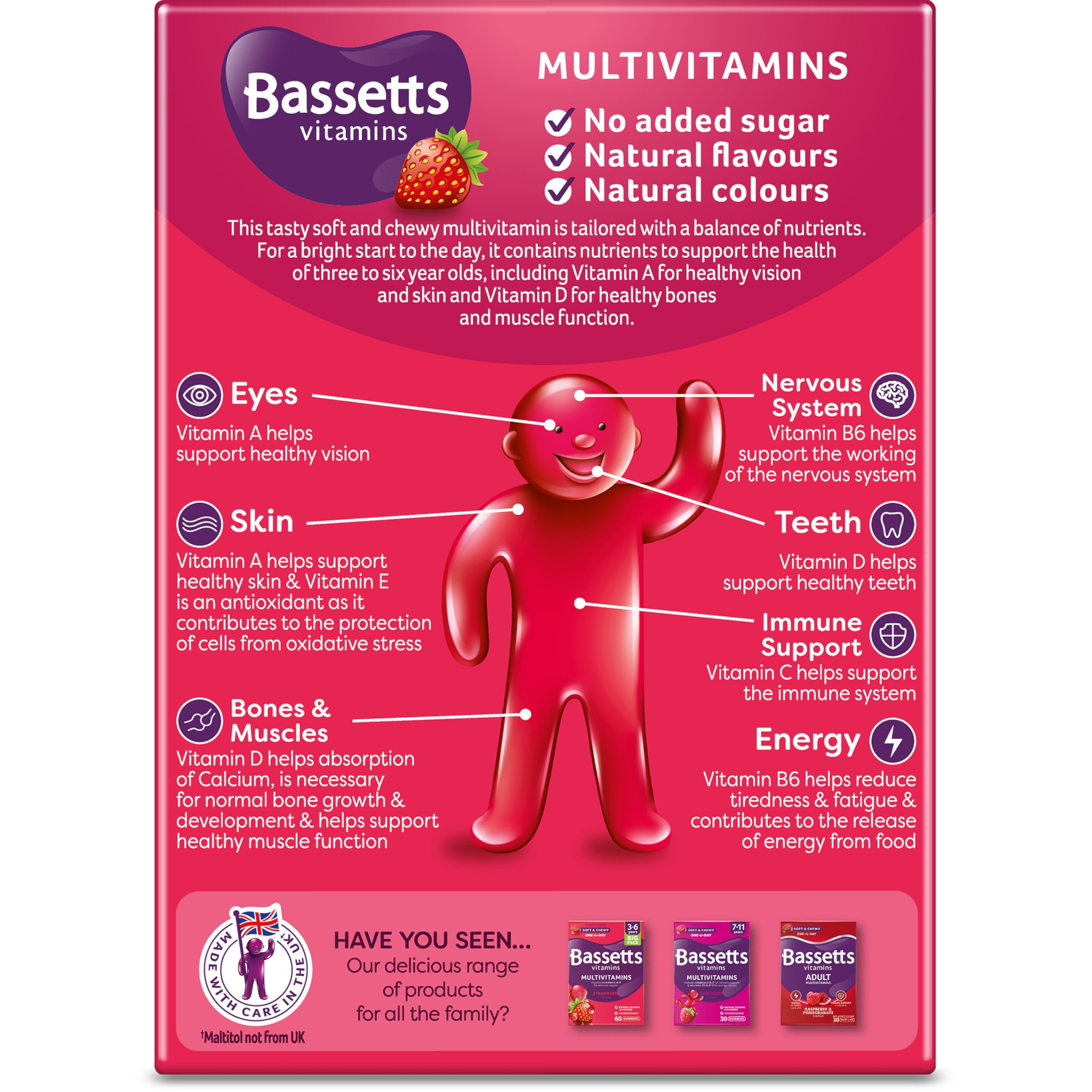 Bassetts 3 - 6 Years Strawberry Flavour 30 Chewies Multivitamins - by Bassett's