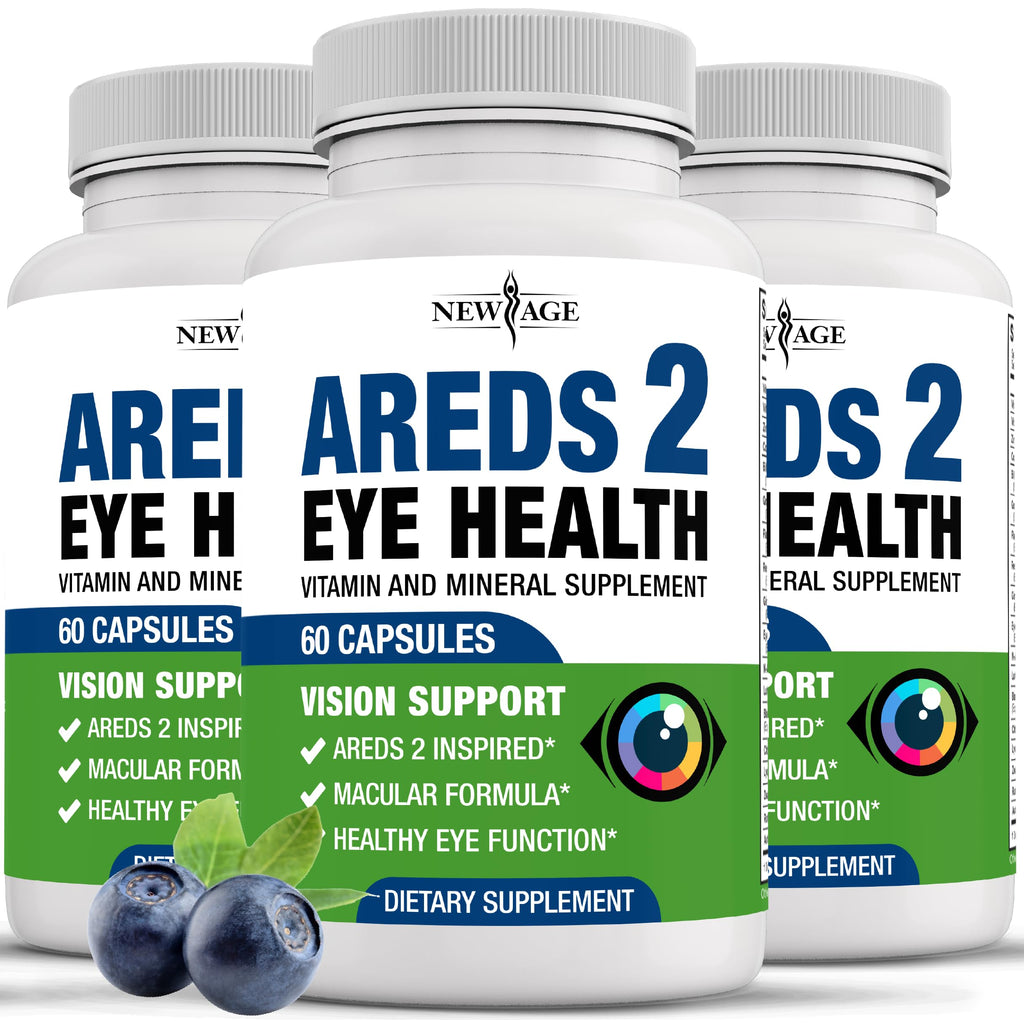 NEW AGE AREDS 2 Eye Vitamins - Lutein, Zeaxanthin, Bilberry, Astaxanthin Mineral Vision Supplement - 180 Count