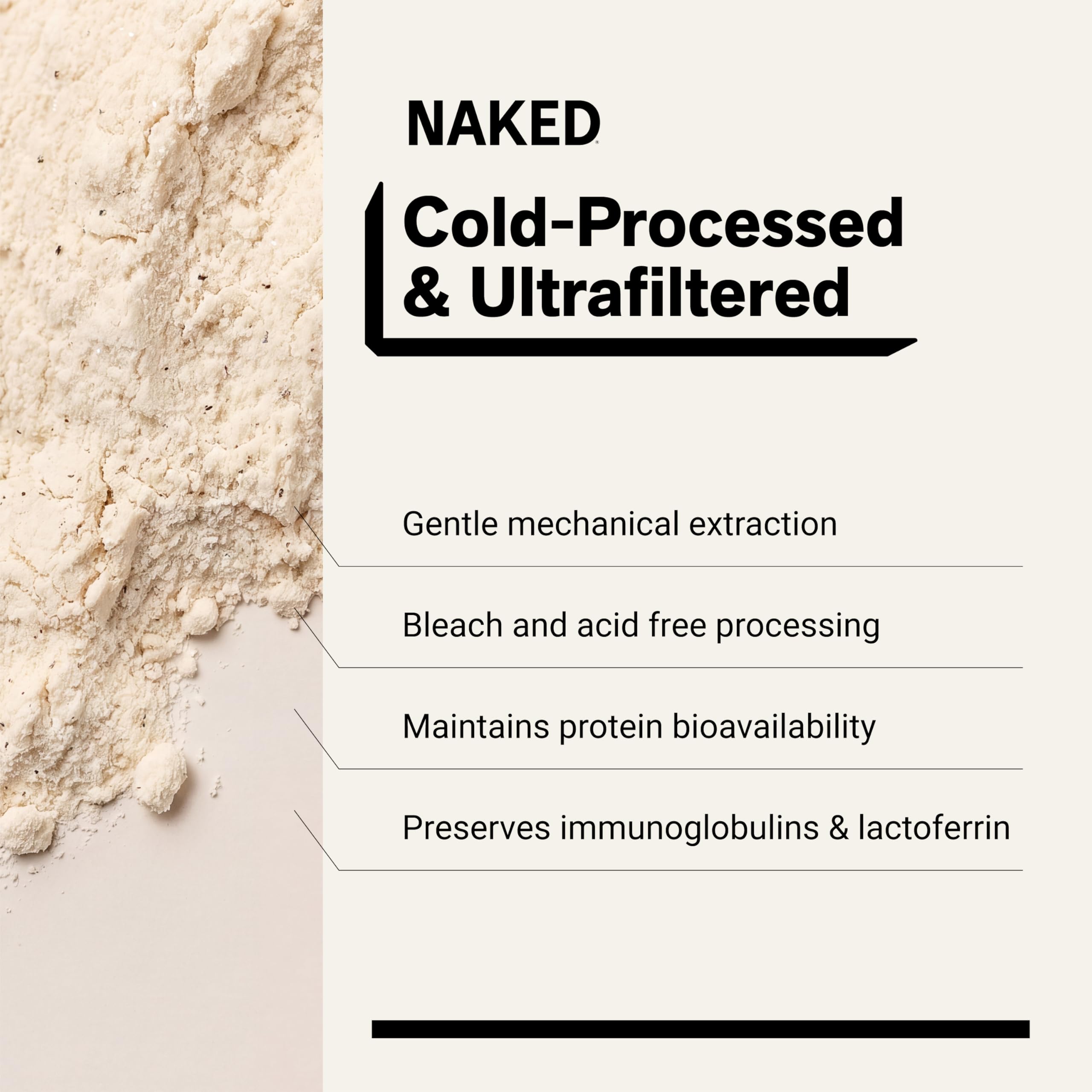 NAKED Whey Vanilla Protein Powder - Only 3 Ingredients - Grass Fed Whey Protein Powder, Vanilla Flavor, and Organic Coconut Sugar, NSF Certified, No GMO, No Soy, and Gluten Free - 24 Servings