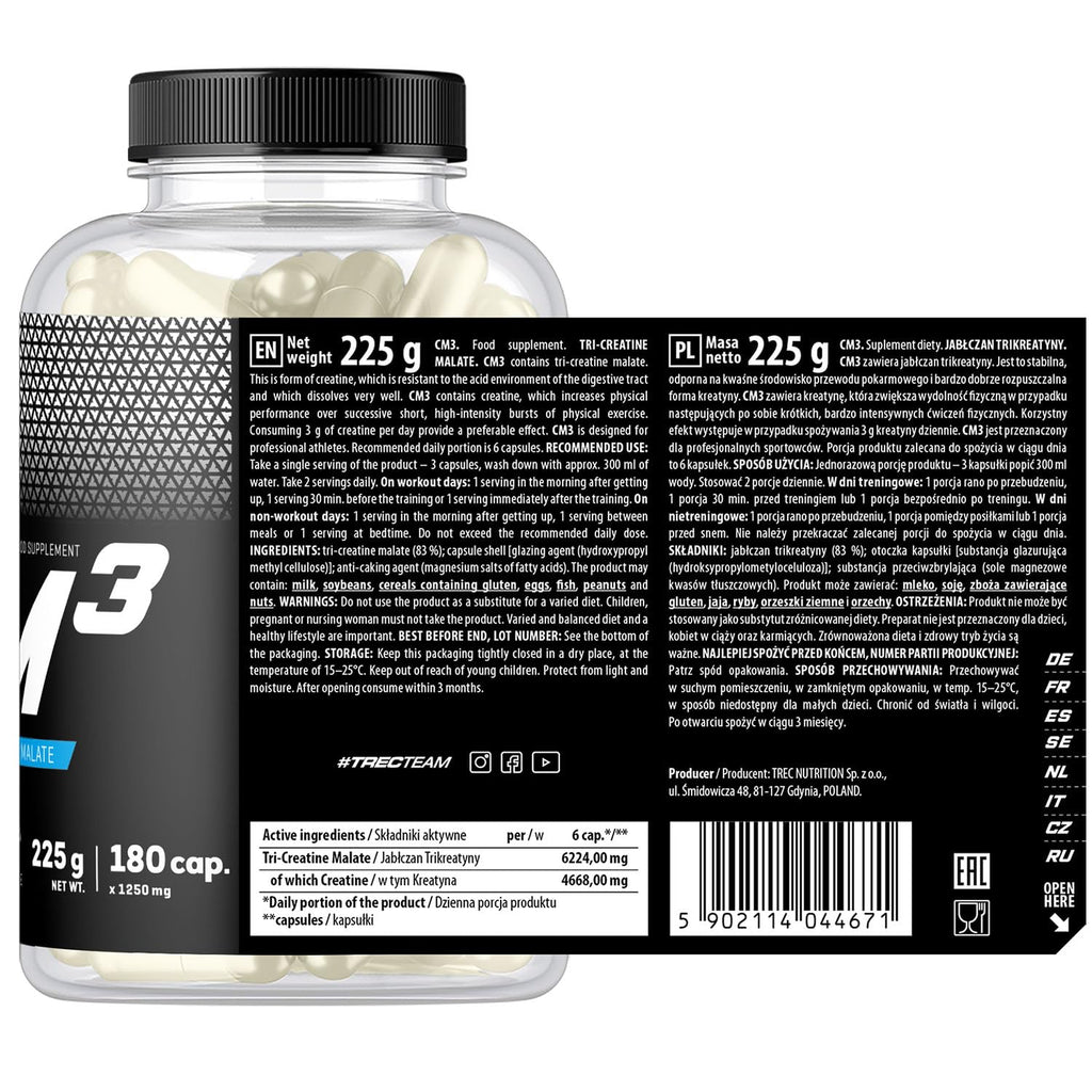 Trec Nutrition Cm3 1250 180 caps -- Creatine Tablets for MASS / WEIGHT GAIN / STRENGTH / SIZE