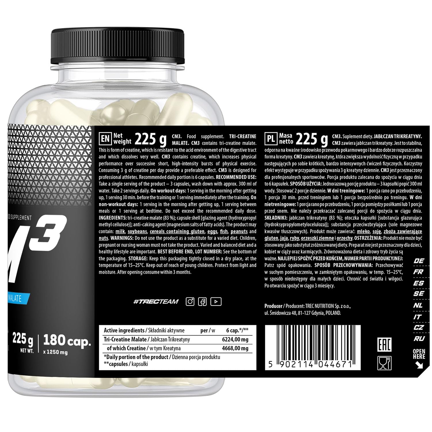 Trec Nutrition Cm3 1250 180 caps -- Creatine Tablets for MASS / WEIGHT GAIN / STRENGTH / SIZE