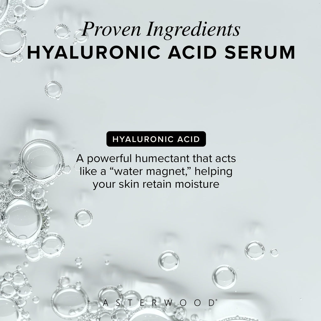 Asterwood Pure Hyaluronic Acid Serum for Face - Plumping, Anti-Aging, Hydrating - Fragrance-Free - 8 Fl Oz