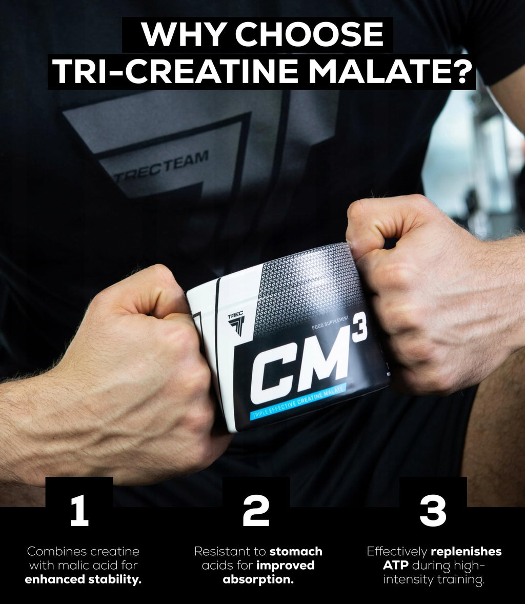 Trec Nutrition CM3 Tri-Creatine Malate Powder for Performance and Muscle Power | 6650 mg Creatine Per Serving | Made in EU (250g, Pink Grapefruit)