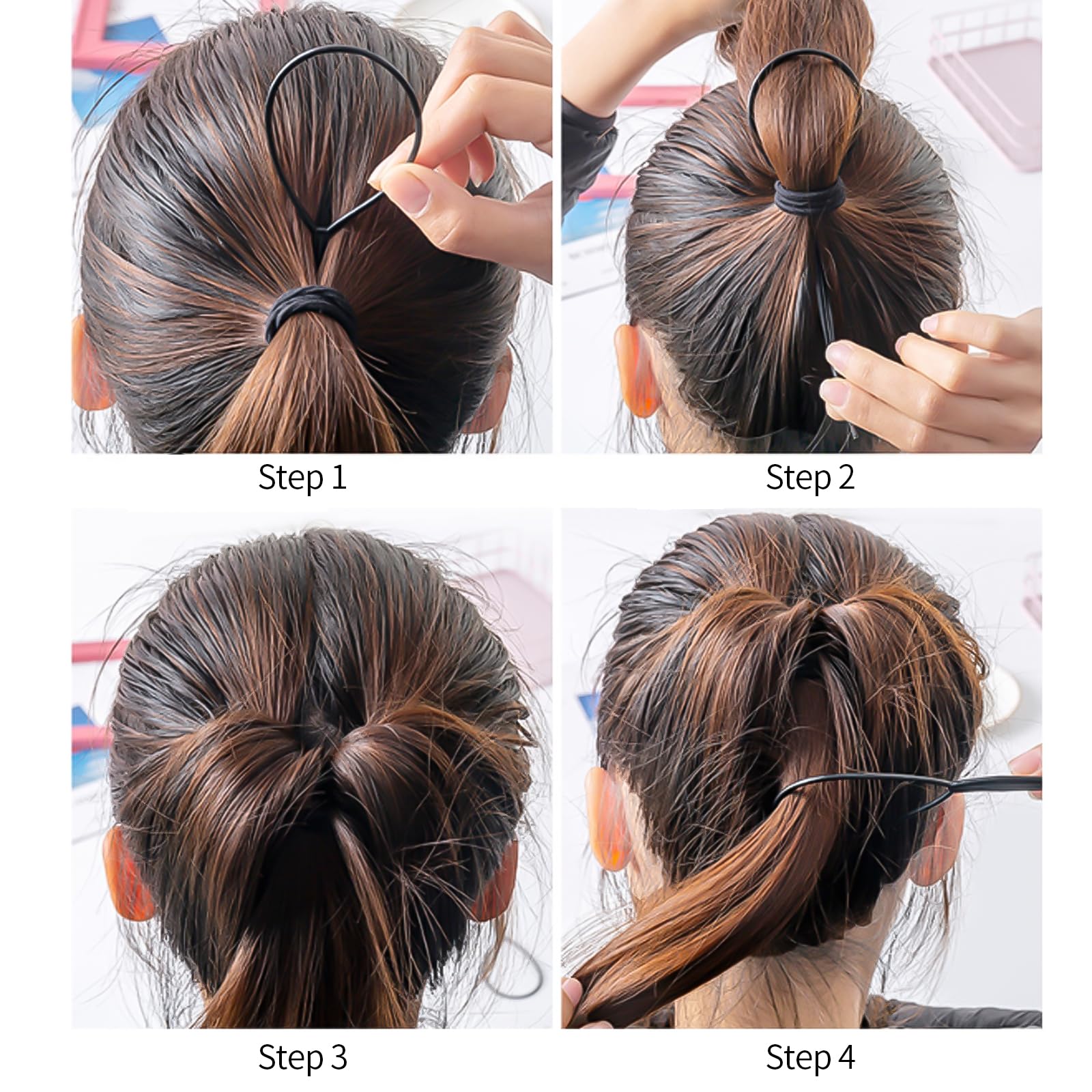 ZZLBZN Topsy Tail Hair Tool, 2pcs Hair Braiding Tool, Hair Looping Tool, Hair Pull Through Tool, Pony Tail Hair Tool for Women Girls