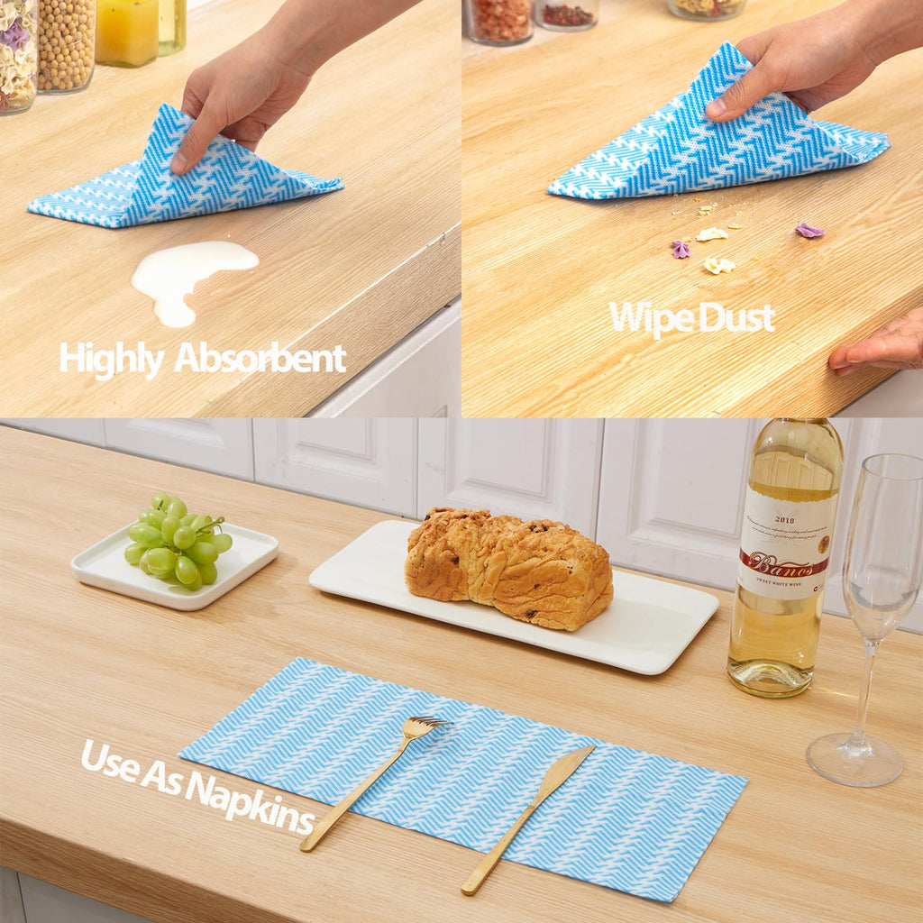 UKEENOR Disposable Dish Cloths,Multi use Reusable Cleaning Cloth,Machine Washable J Cloth,Heavy Duty Handy Cleaning Wipes 13.7" X 15.7" 40 Count
