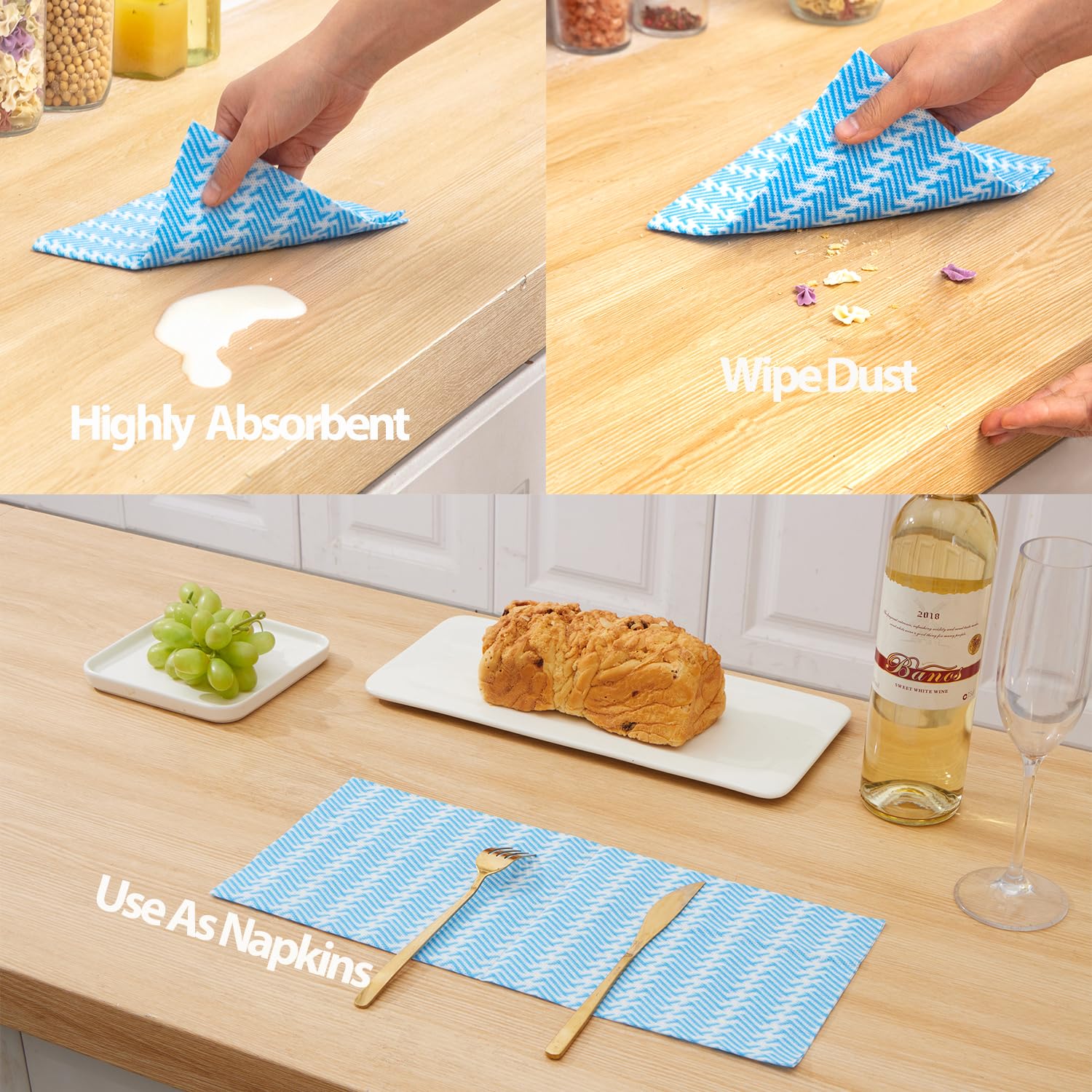 UKEENOR Disposable Dish Cloths,Multi use Reusable Cleaning Cloth,Machine Washable J Cloth,Heavy Duty Handy Cleaning Wipes 13.7" X 15.7" 40 Count