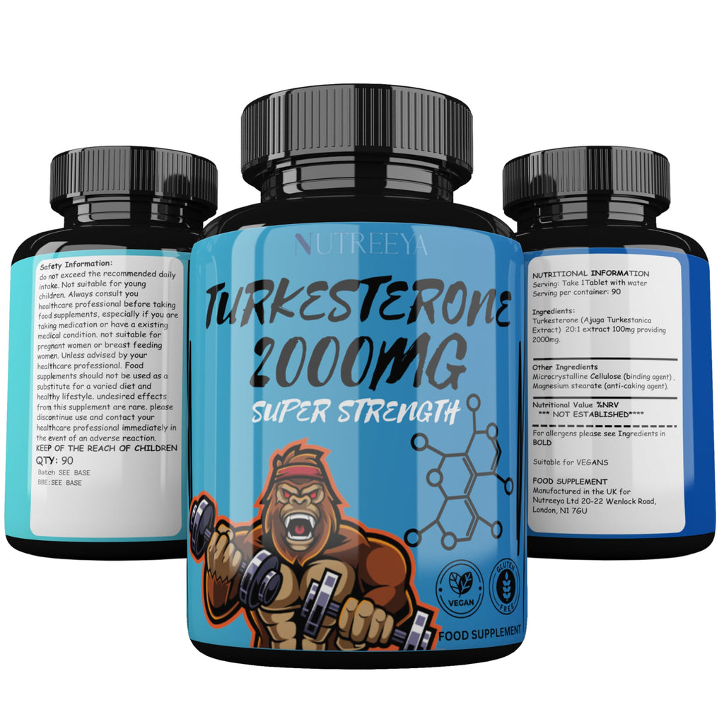 Turkesterone 2000mg Ajuga Turkestania Extract High Strength Turkesterone Supplement UK Made, Vegan, Non GMO (90)