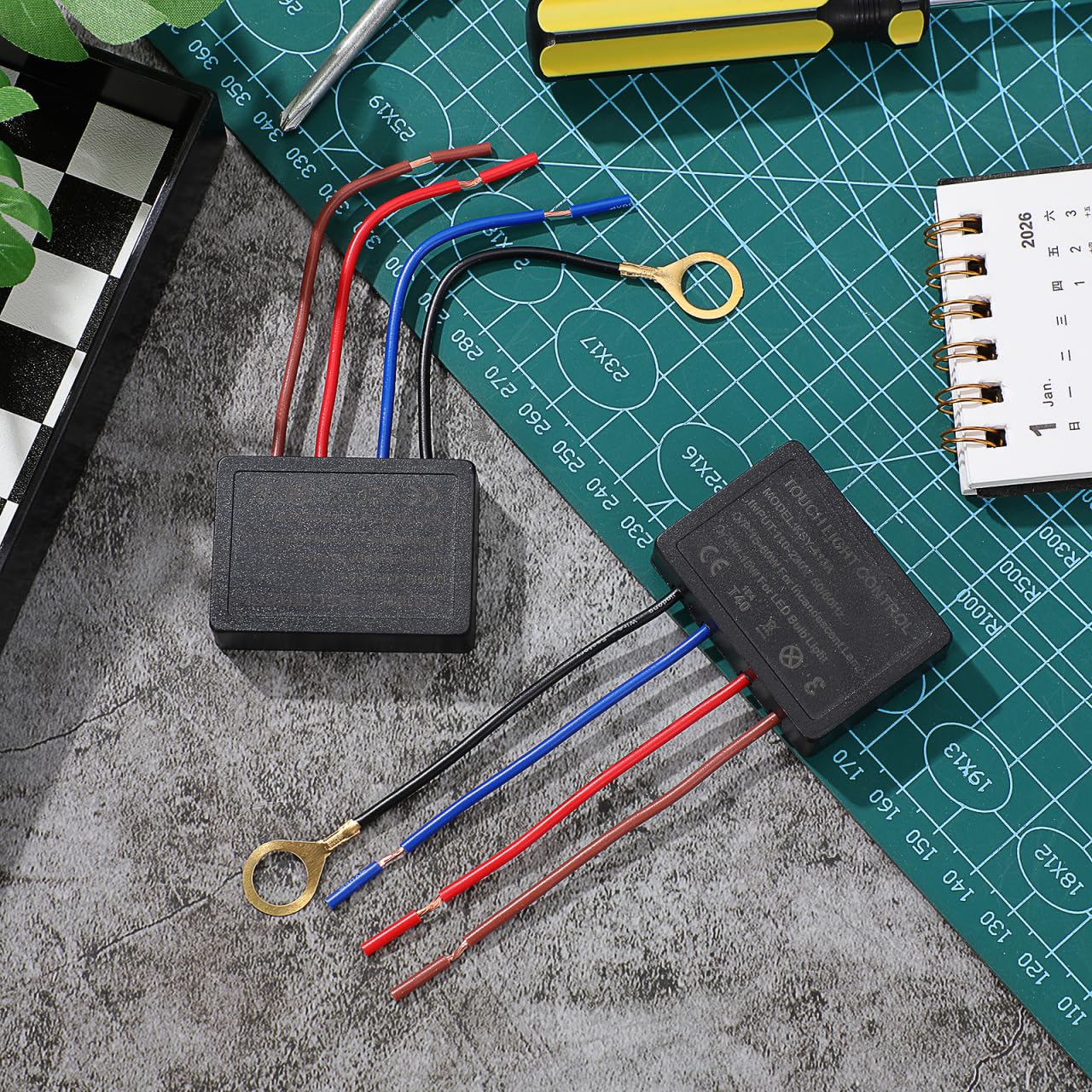UKCOCO 2 PCS 3-Way Touch Sensor Dimmer Switch: Led 3 Way for Touch Lamp ON/Off Switch Control Module with 3 Levels Dimming for Repairing Switches Lamp Repair Kit