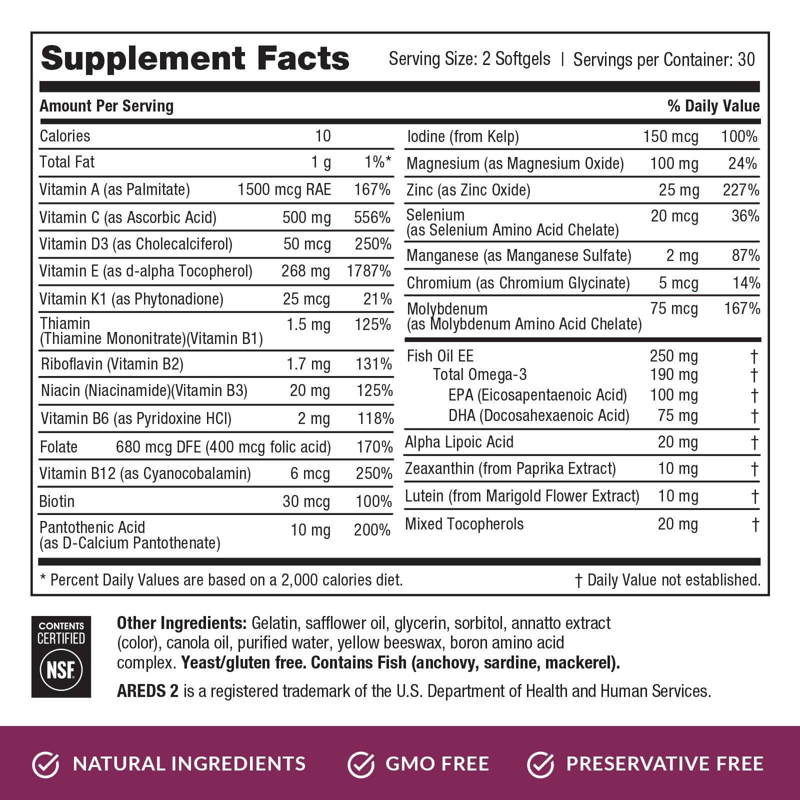 EyePromise Macular Health Eye Vitamins with Multivitamin, 60 Softgels
