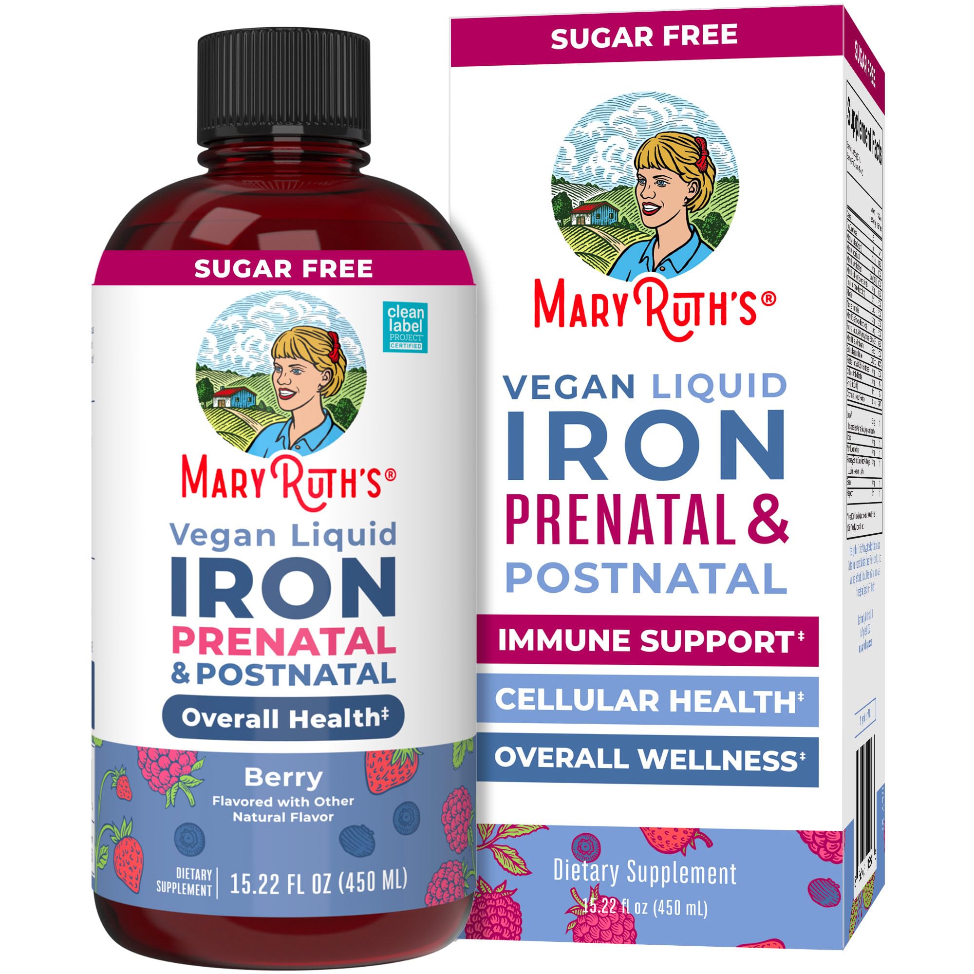 MaryRuth’s Prenatal Postnatal Iron Liquid | Iron Supplement for Prenatal & Postnatal | Bioavailable Ferrochel | Red Blood Cell Production | Sugar Free | Vegan | Non-GMO | Gluten Free | 15.22 Fl Oz