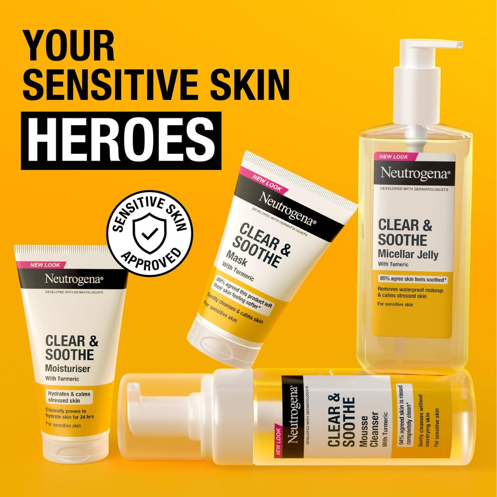 Neutrogena Clear & Soothe Hydrating Face Moisturiser with Turmeric (1x 75ml), Soothing and Balancing Moisturiser for Dry and Sensitive Skin, Face Care to Calm and Hydrate