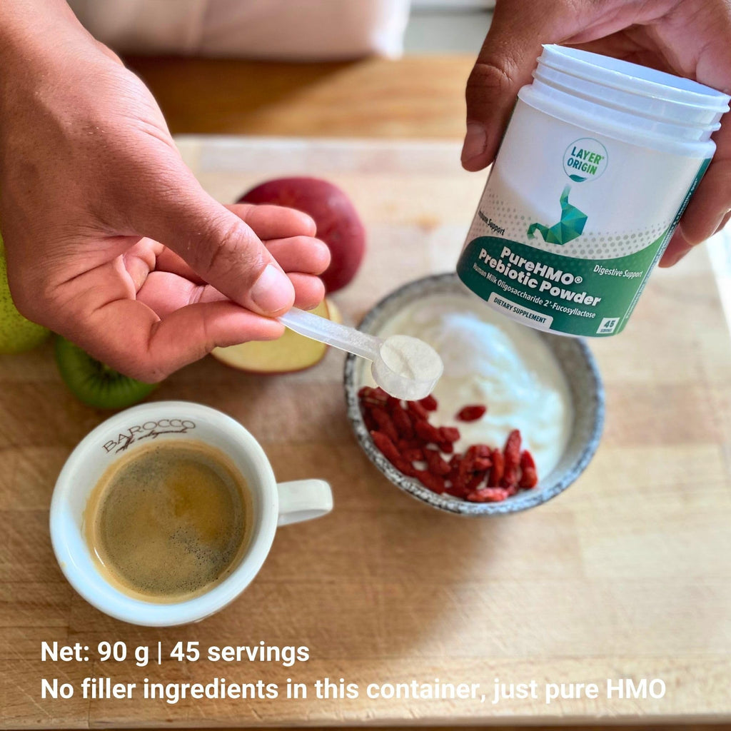 Layer Origin PureHMO Human Milk Oligosaccharide (HMO 2'-FL) Prebiotic Fiber Powder - Feed 200 Billion Probiotics/Scoop, 45 Servings