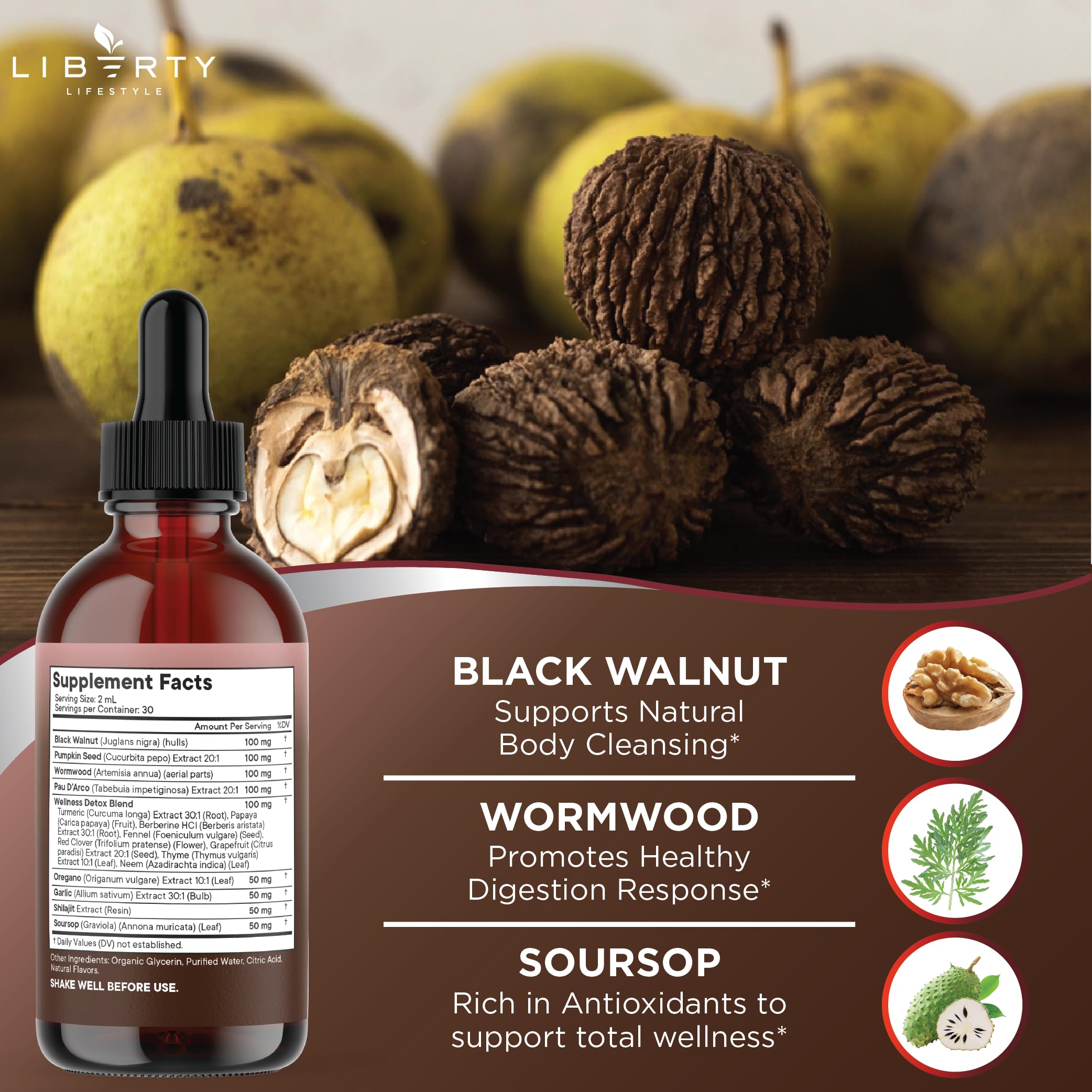 Defend Wormwood Black Walnut Cleanse for Humans Drops Liquid Soursop Garlic Pumpkin Seed PAU D'Arco Oil of Oregano Turmeric Berberine Neem Extract Hull Bark Tincture - 8 OZ