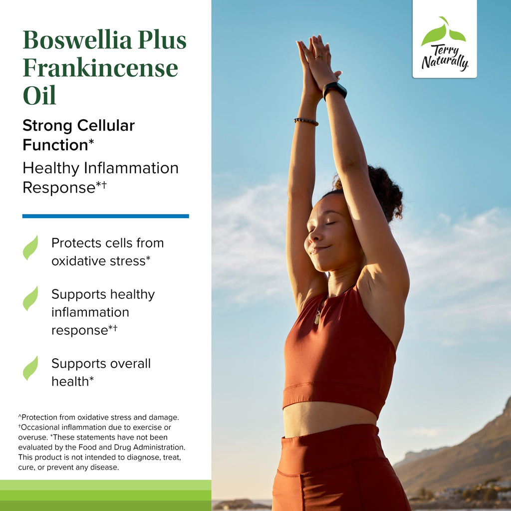 Terry Naturally Boswellia Plus Frankincense Oil - Joint Support Supplement to Support Mobility & Joint Comfort - Support Cellular Health with Boswellia & Frankincense Oil - 60 Softgels (Pack of 2)