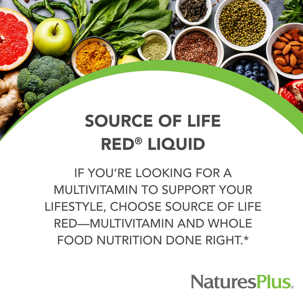 NaturesPlus Source of Life RED Multivitamin Liquid - 30 oz, Pack of 2 - Energy & Immune Support - with Exotic Red Fruits, Lycopene & Lutein - Vegetarian & Gluten Free - 60 Total Servings