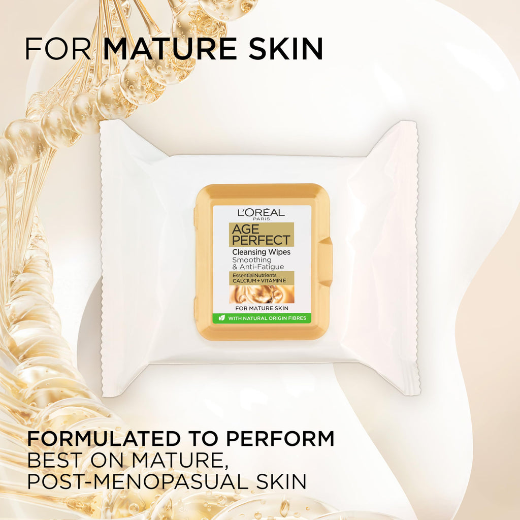 L'Oréal Paris Cleansing Wipes, Age Perfect, for Mature Skin, Pack 25 Wipes