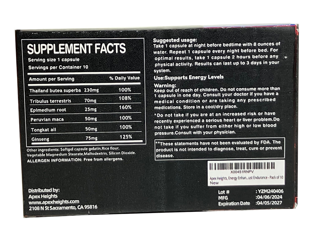 Apex Heights Butea Superba Extract Supplement | Wild-Harvested Thai Herb for Men's Wellness & Daily Energy Support | Traditional Botanical for Vitality Support | Lab-Tested |10 Capsules