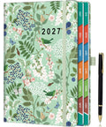 ZXHQ 2027 Diary Page a Day A5, Full Year Daily Planner 2027 with Monthly View, Jan - Dec, with Colorful Tabs, UK Holidays, Inner Pocket, 100 Gsm Paper, Pen Set, 5.9" × 8.5"- Spring Garden