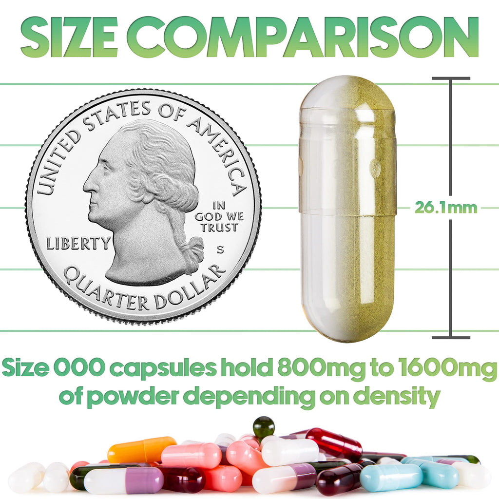 XPRS Nutra Vegan Size 000 Empty Capsules - 1000 Count Clear Empty Vegan Capsules - Vegetarian - DIY Vegetable Capsule Filling - Veggie Pill Caps Pills