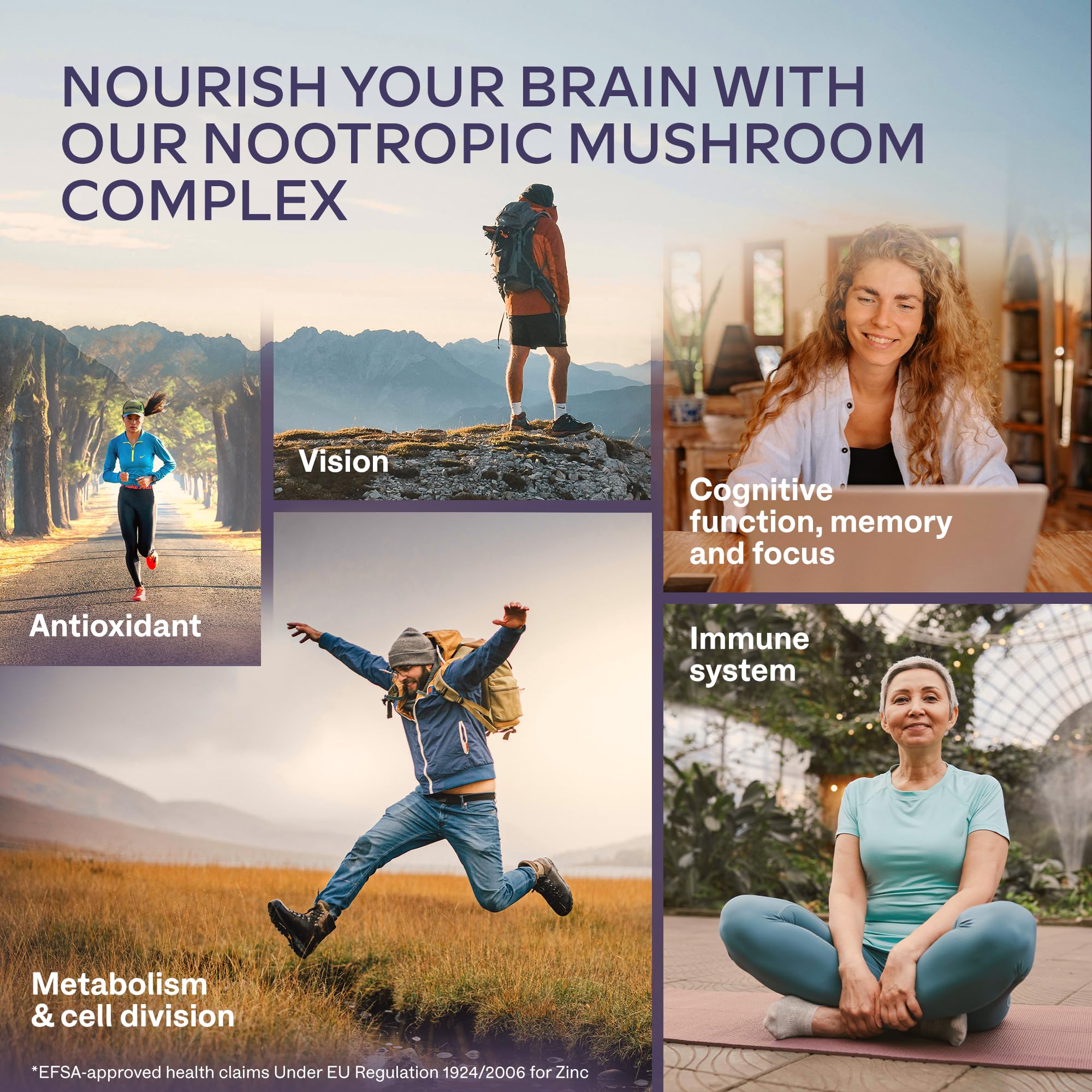 Lions Mane Supplement-18,000mg (30:1 Extract)+Zinc, Reishi & Cordyceps-3 Mushrooms Herbal supplements -Nootropic Complex Lion's Mane Mushroom Supplement-120 Lion's Mane Capsules(Not Lions Mane Powder)