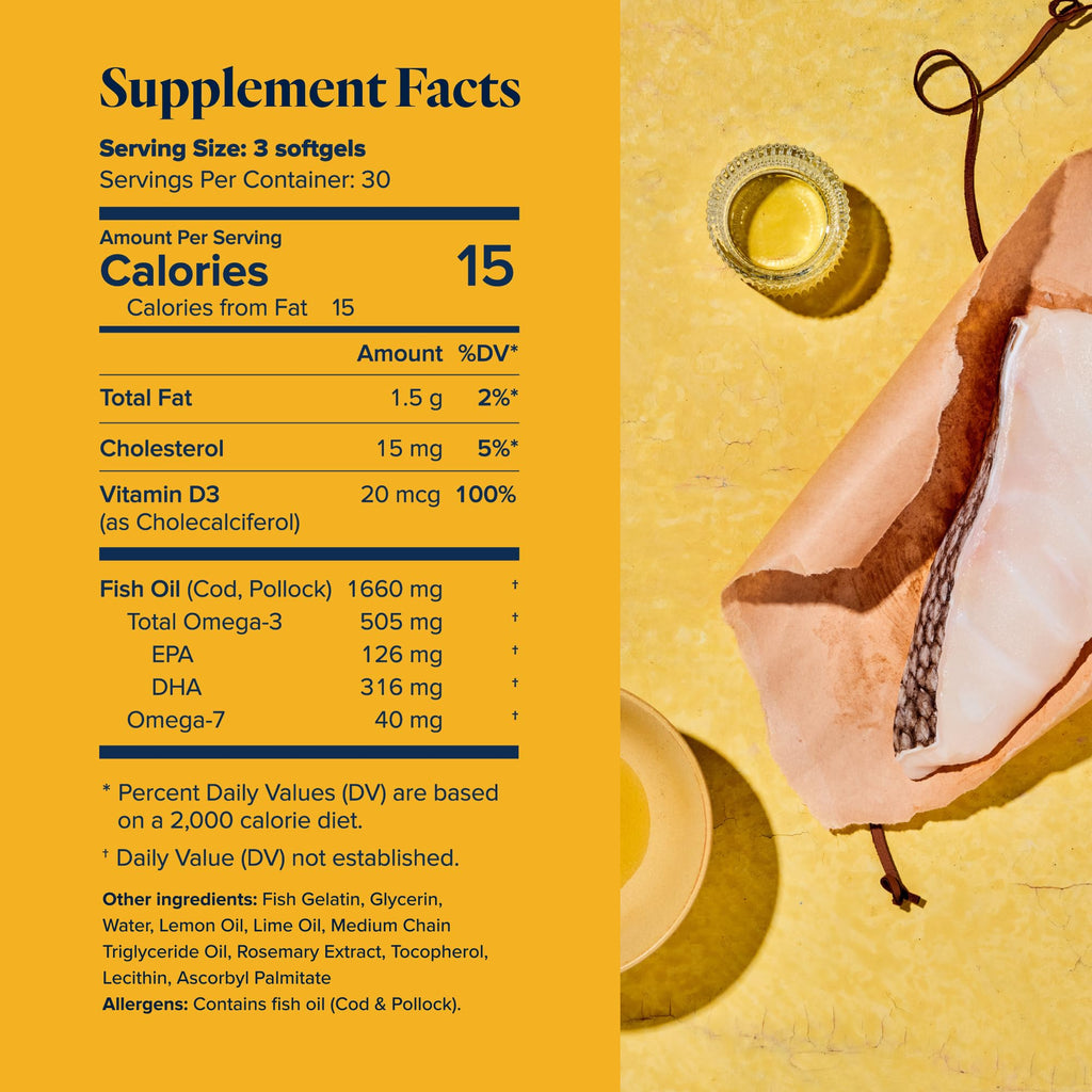 LifeVantage - Omega+ - Supplement 3-in-1 Blend of Omega-3 & 7, Vitamin D and for Brain, Cardiovascular, Skin Health and Immunity - 90 Softgels