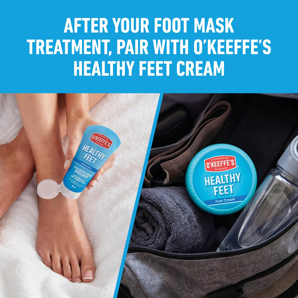 O’Keeffe’s Healthy Feet Foot Mask – Intensive Moisturising Sock Treatment for Extremely Dry, Rough Feet & Cracked Heels – Visible Results in One Use (2 Pairs)