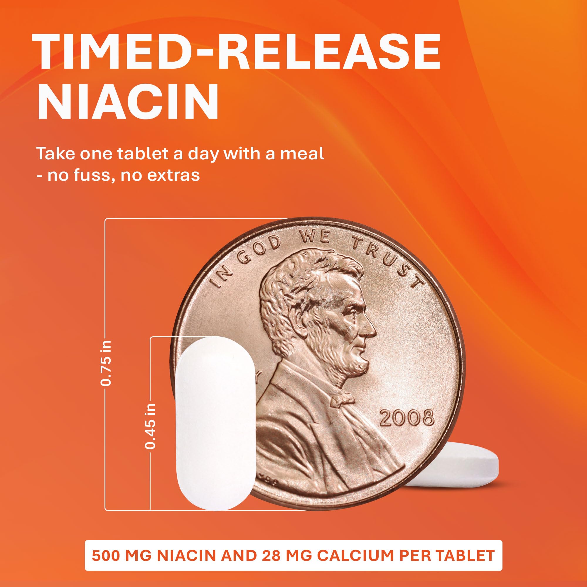 Rugby Timed-Release Niacin 500mg with 28mg Calcium, Dietary Supplement for Energy, Circulation and Metabolism Support, 100 Tablets (3 Pack)