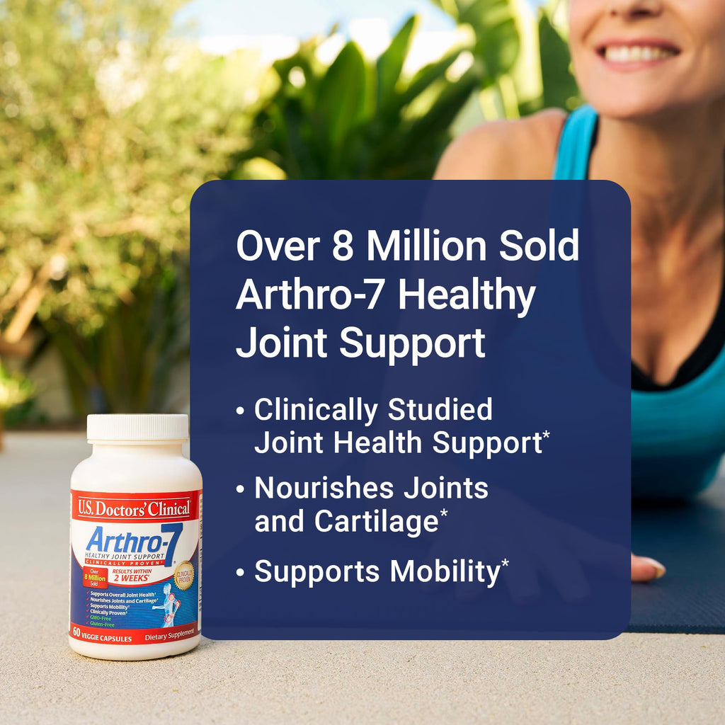 U.S. Doctors’ Clinical Arthro-7 - Clinically Studied Joint Support Complex with Turmeric, MSM, Collagen, Bromelain for Flexibility, Mobility, and Strong Cartilage - 60 Capsules - 15/30-Day Supply