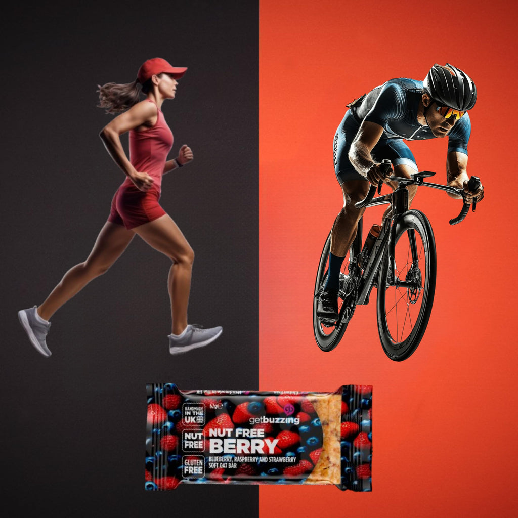 Get Buzzing Flapjacks Packs of 3 (3 Pack, Berry) - Gluten and Nute free, 62 gram bars x 3, Made in the UK