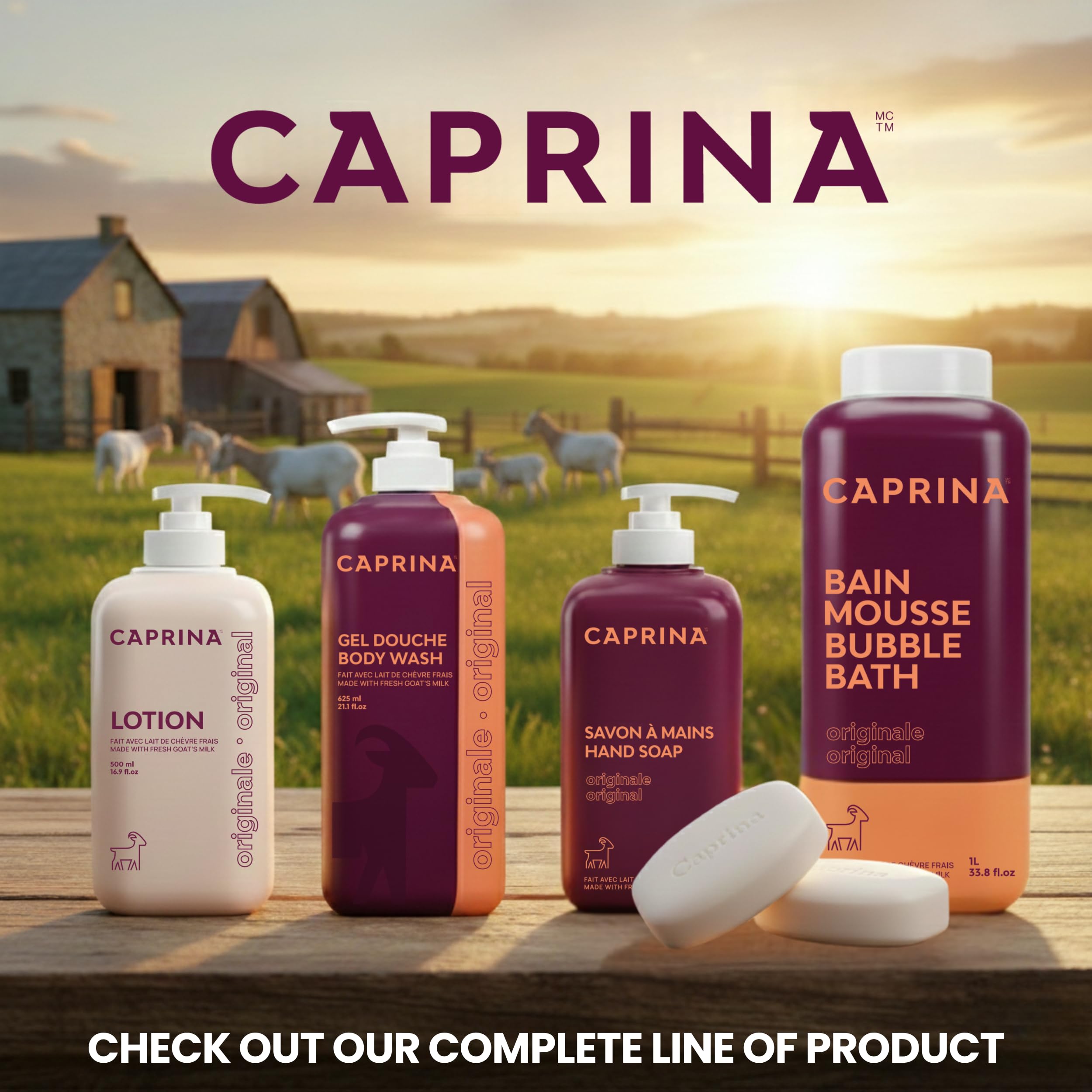 Caprina by Canus Goat Milk Soap Bar, FRAGRANCE FREE, 3.2 oz (90 g) Bars, 6-Pack, Moisturizing Daily Cleanser for Face, Hands & Body, Fresh Canadian Goat Milk