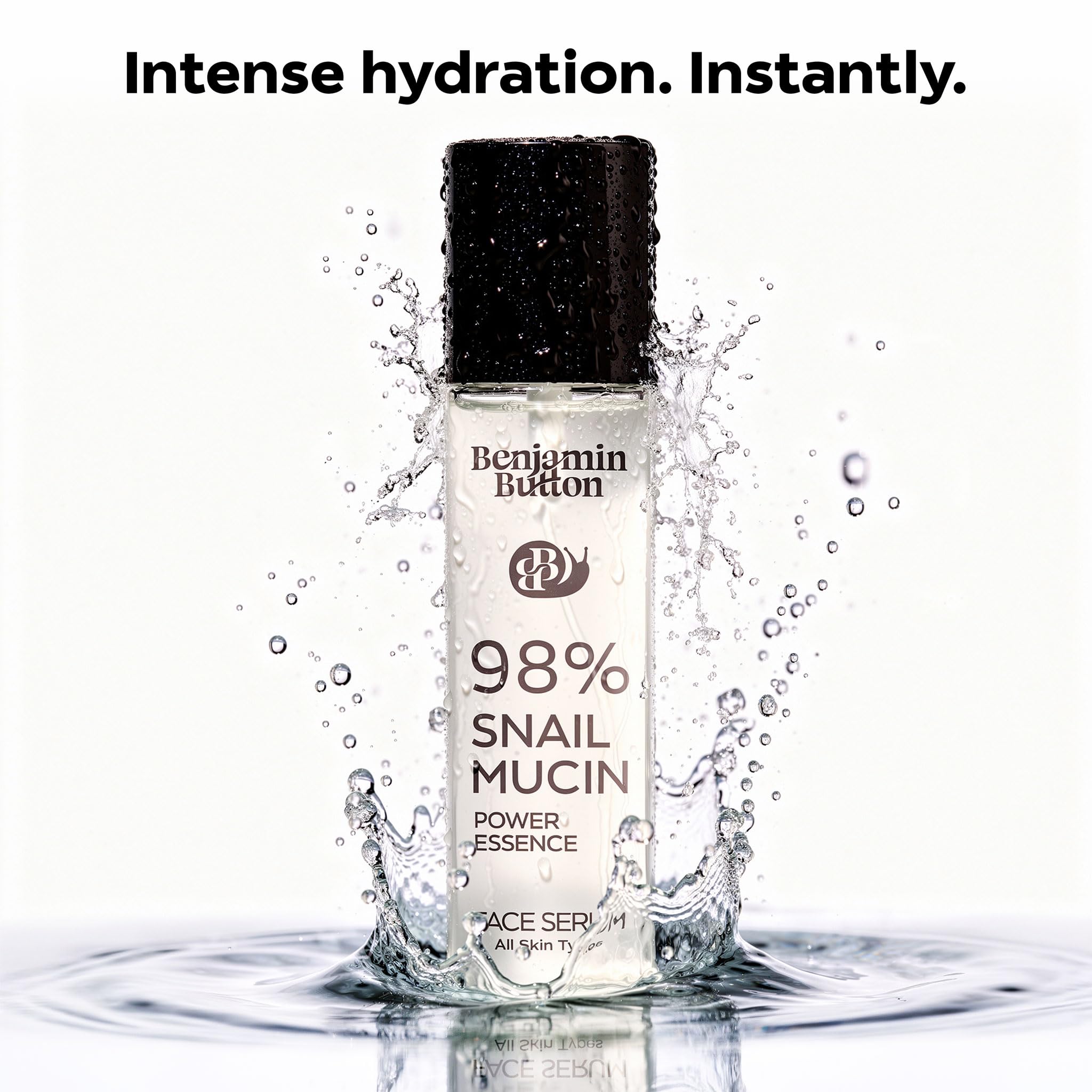 98% Snail Mucin Serum - Benjamin Button® | Hydrating, Anti-Aging, & Brightening with Hyaluronic Acid, Niacinamide, Green Tea, Aloe Vera | Ideal for Sensitive Skin & All Skin Types